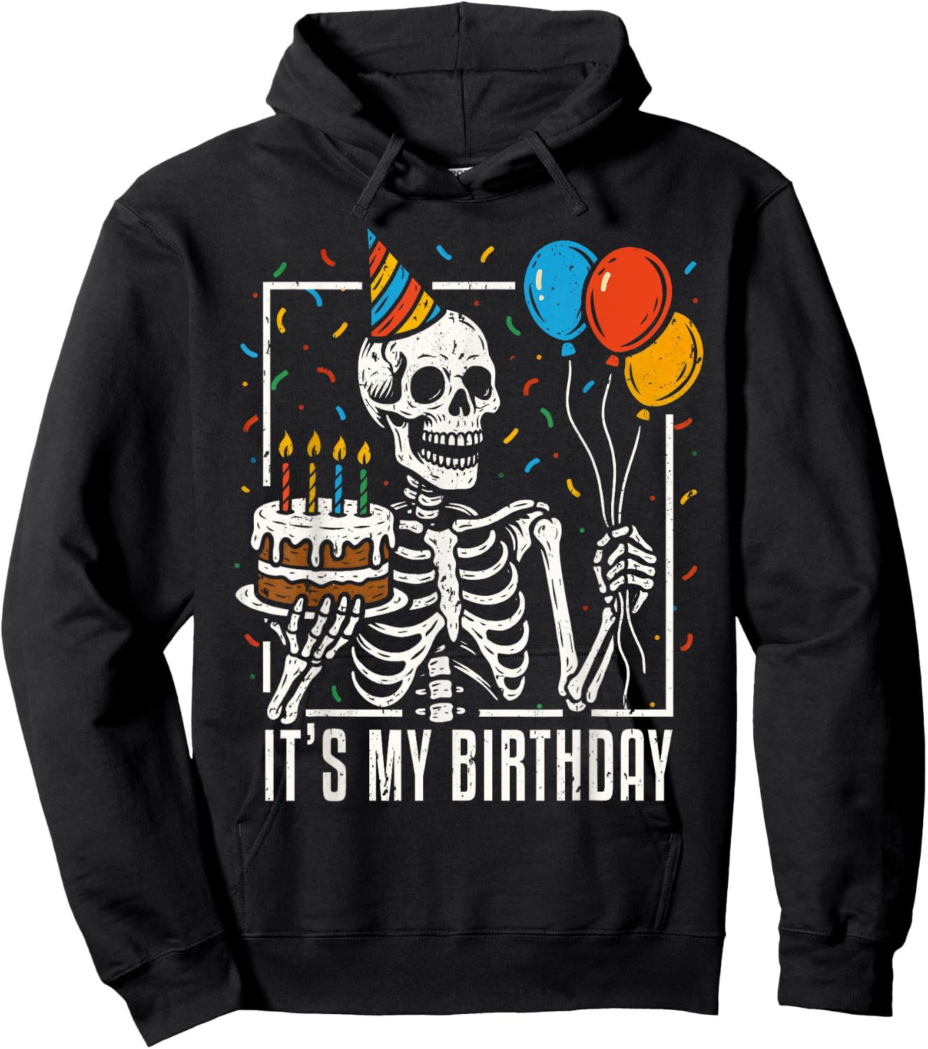 Skeleton It's My Birthday Skull Halloween Birthday Party Hoodie - Hoodie | Black