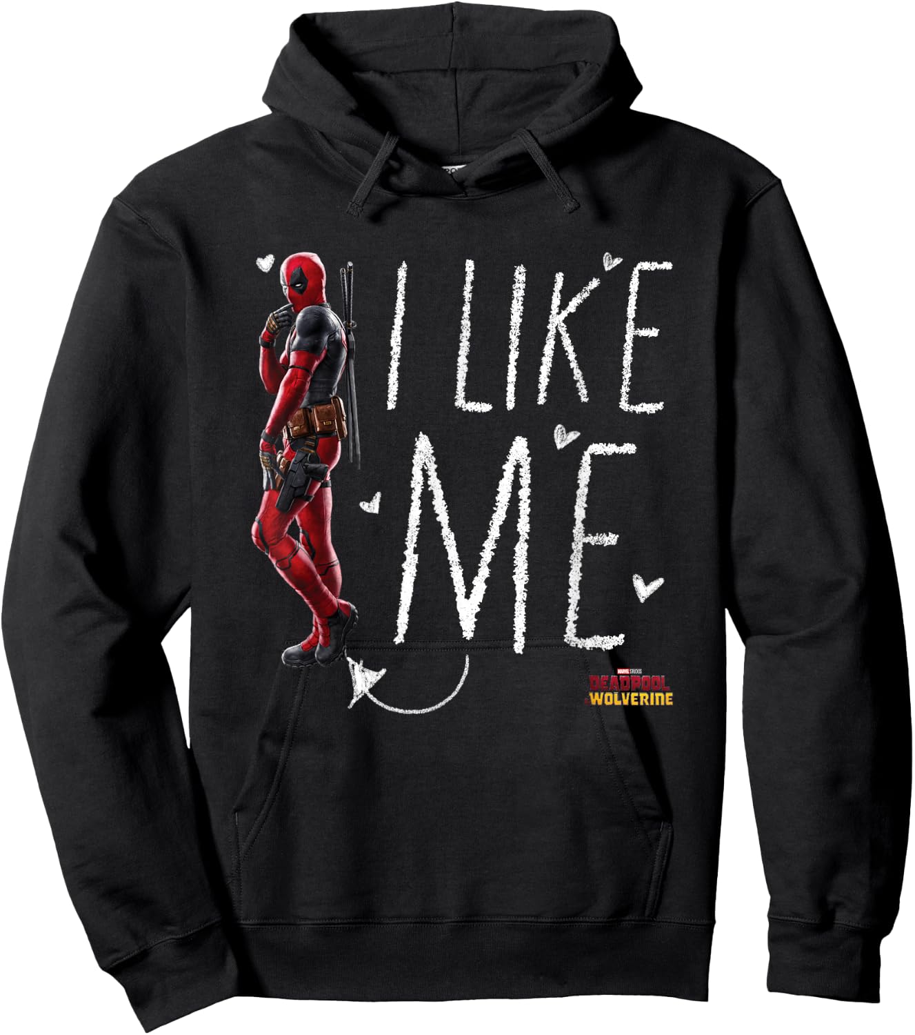 Marvel Deadpool & Wolverine I Like Me Doodle Portrait Logo Hoodie - Hoodie | Black