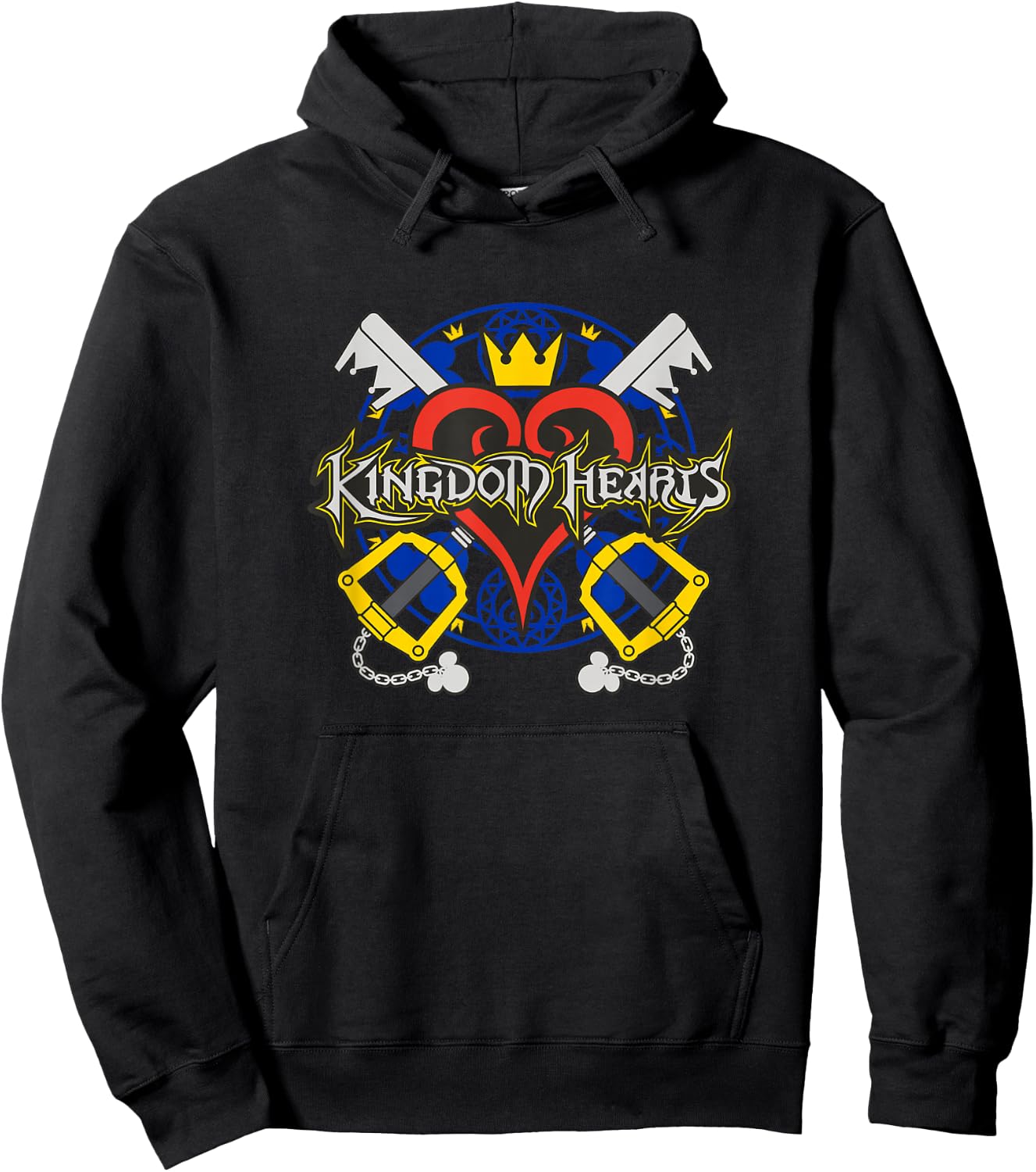 Disney Kingdom Hearts Classic Heart Keyblade Big Chest Logo Hoodie - Hoodie | Black