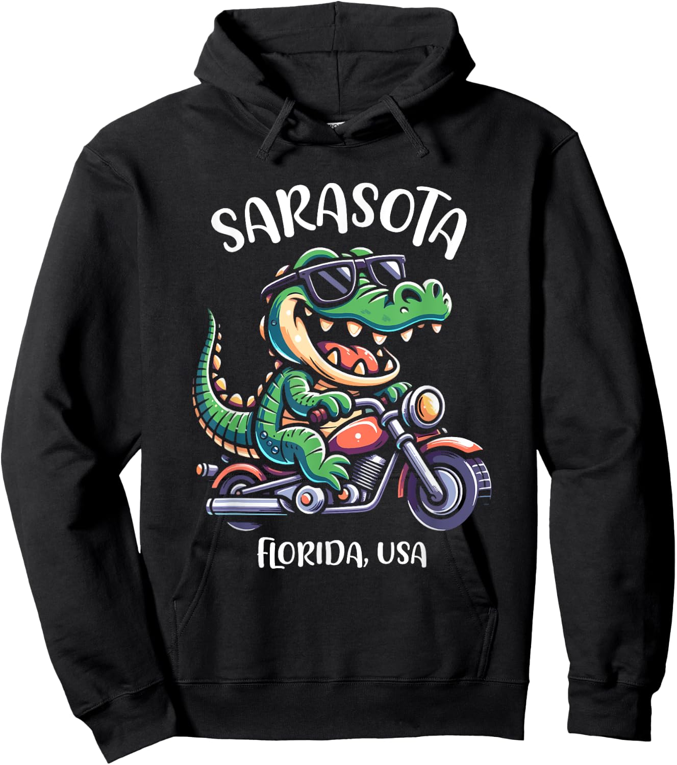Sarasota Florida USA Fun Alligator Cartoon Design Hoodie - Hoodie | Black