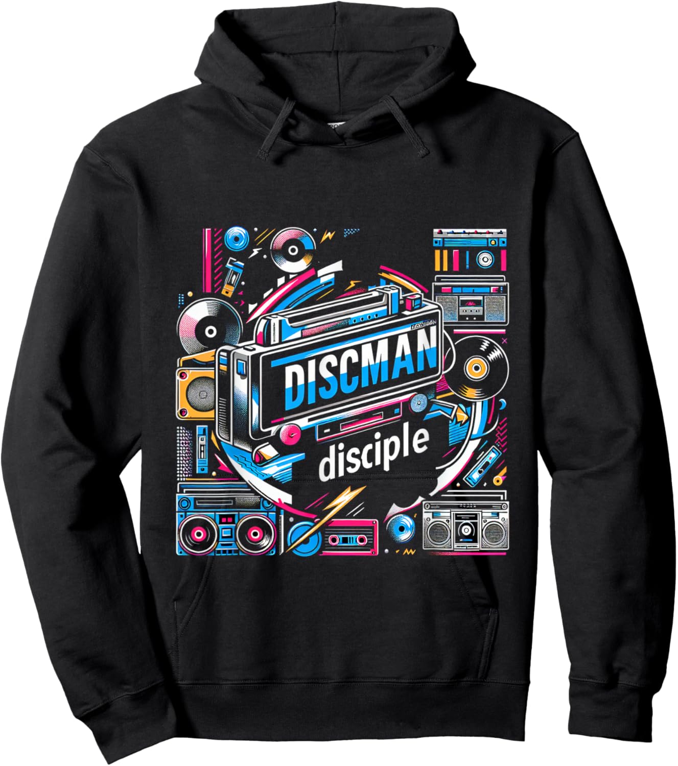 Discman Disciple Portable CD Player 90s Music Fan Hoodie - Hoodie | Black