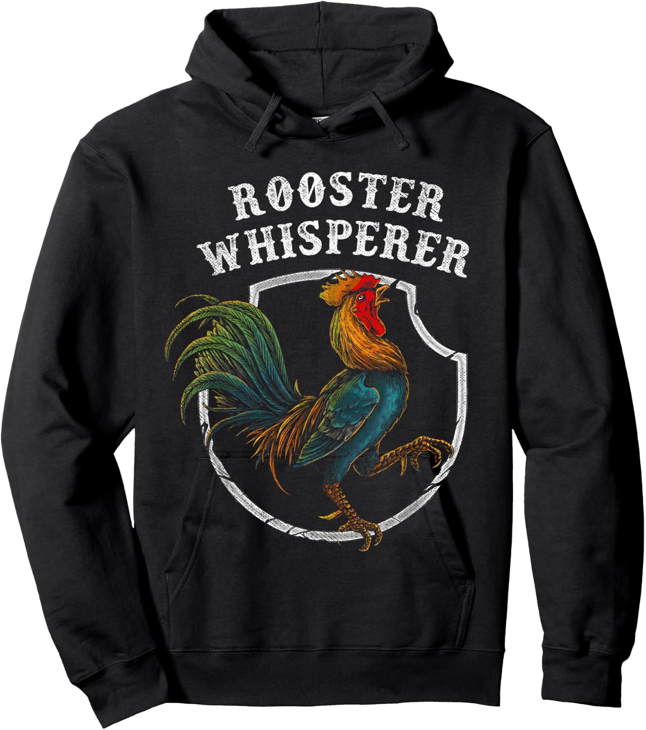 Rooster Whisperer Funny Farmer Gift Retro Shirt Cock Bird Hoodie - Hoodie | Black