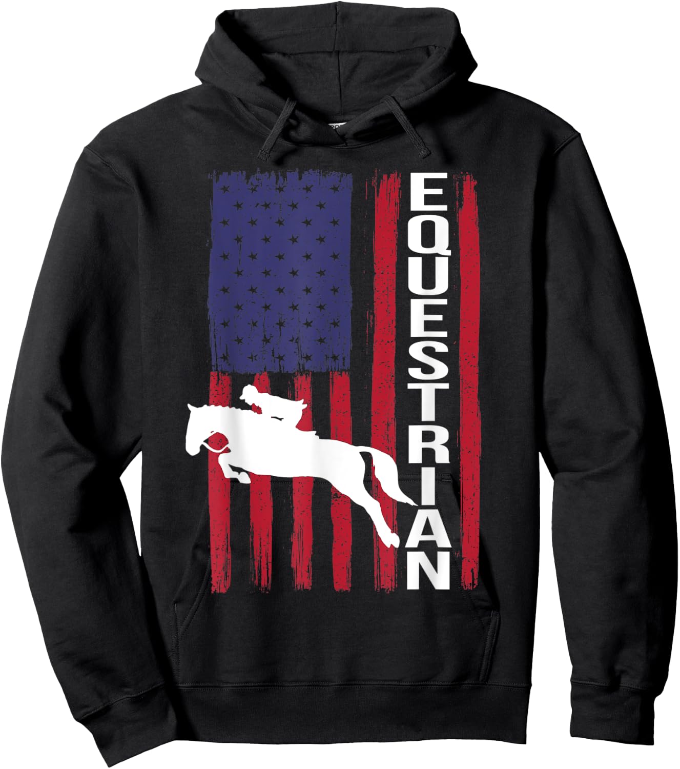 Equestrian Eventing Horse Show Jumping Sport USA Flag Hoodie - Hoodie | Black