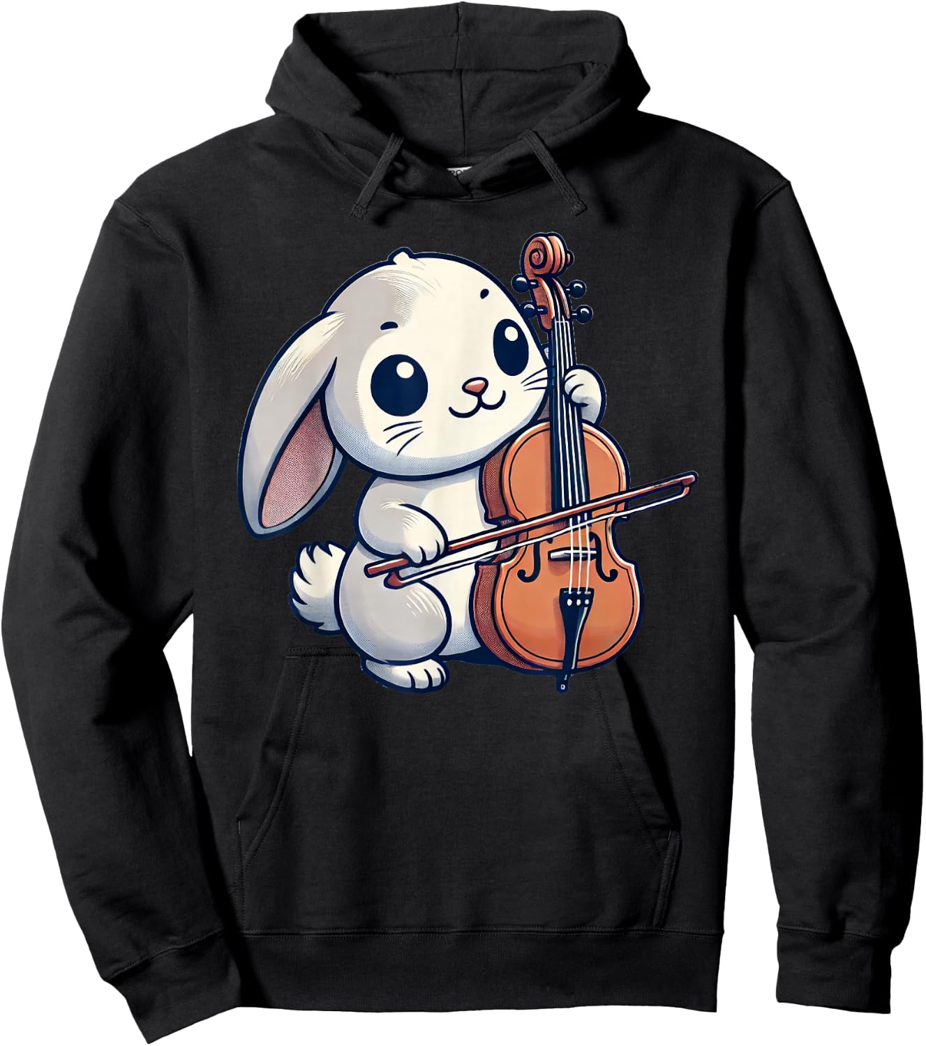 Cute Rabbit Bunny Playing Cello Rabbits Musician Music Hoodie - Hoodie | Black