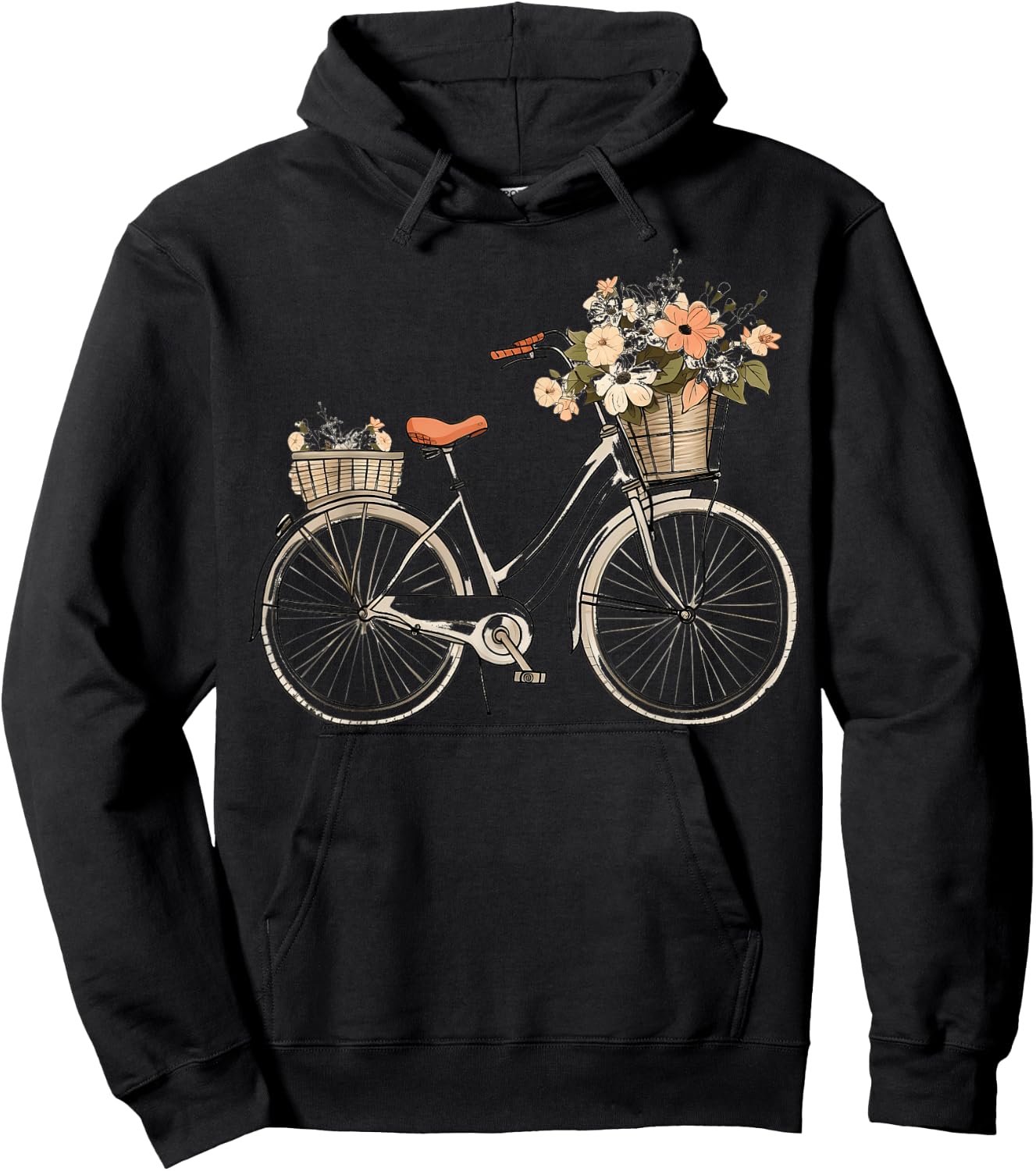 Vintage Floral Bicycle Hoodie - Hoodie | Black