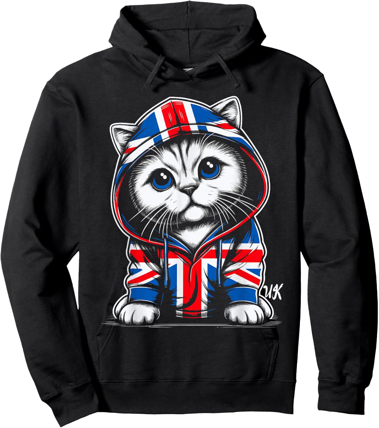 Cat UK British Flag England Hoodie - Hoodie | Black