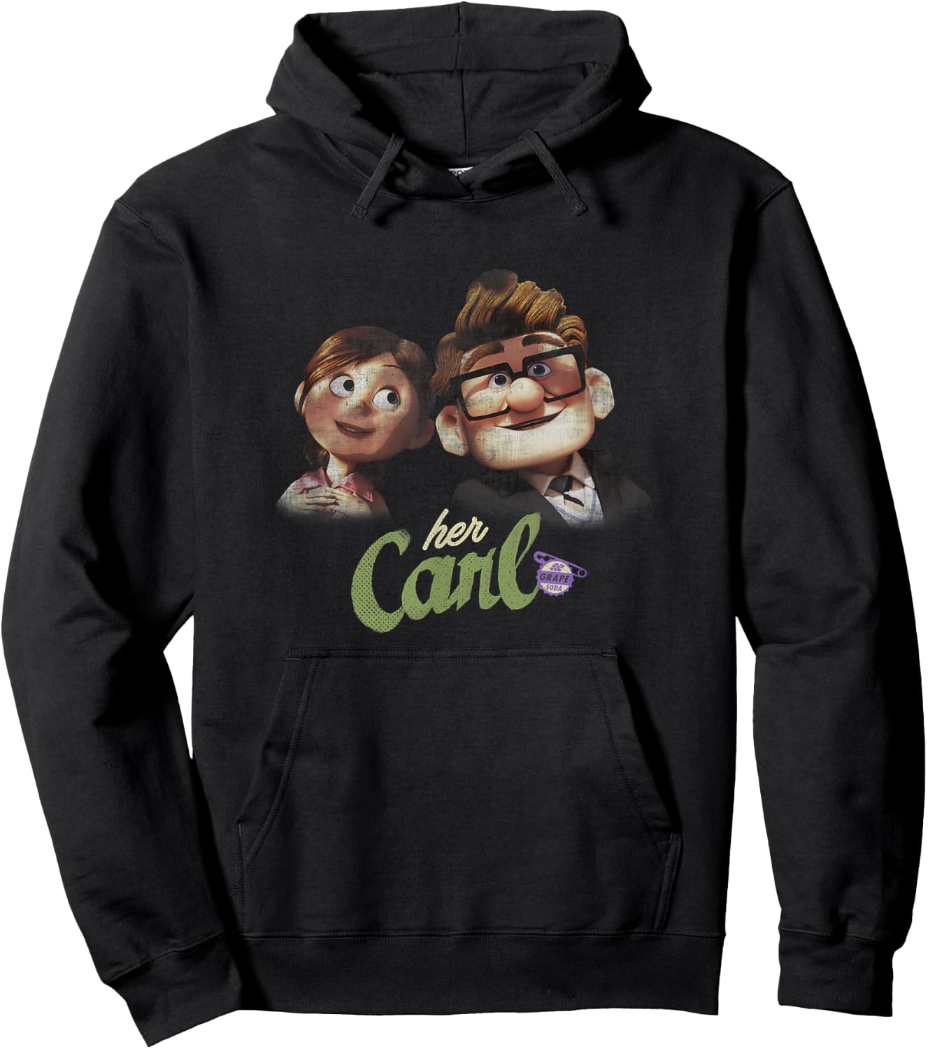 Disney Pixar Up Carl & Ellie Couple Her Carl Distressed Hoodie - Hoodie | Black