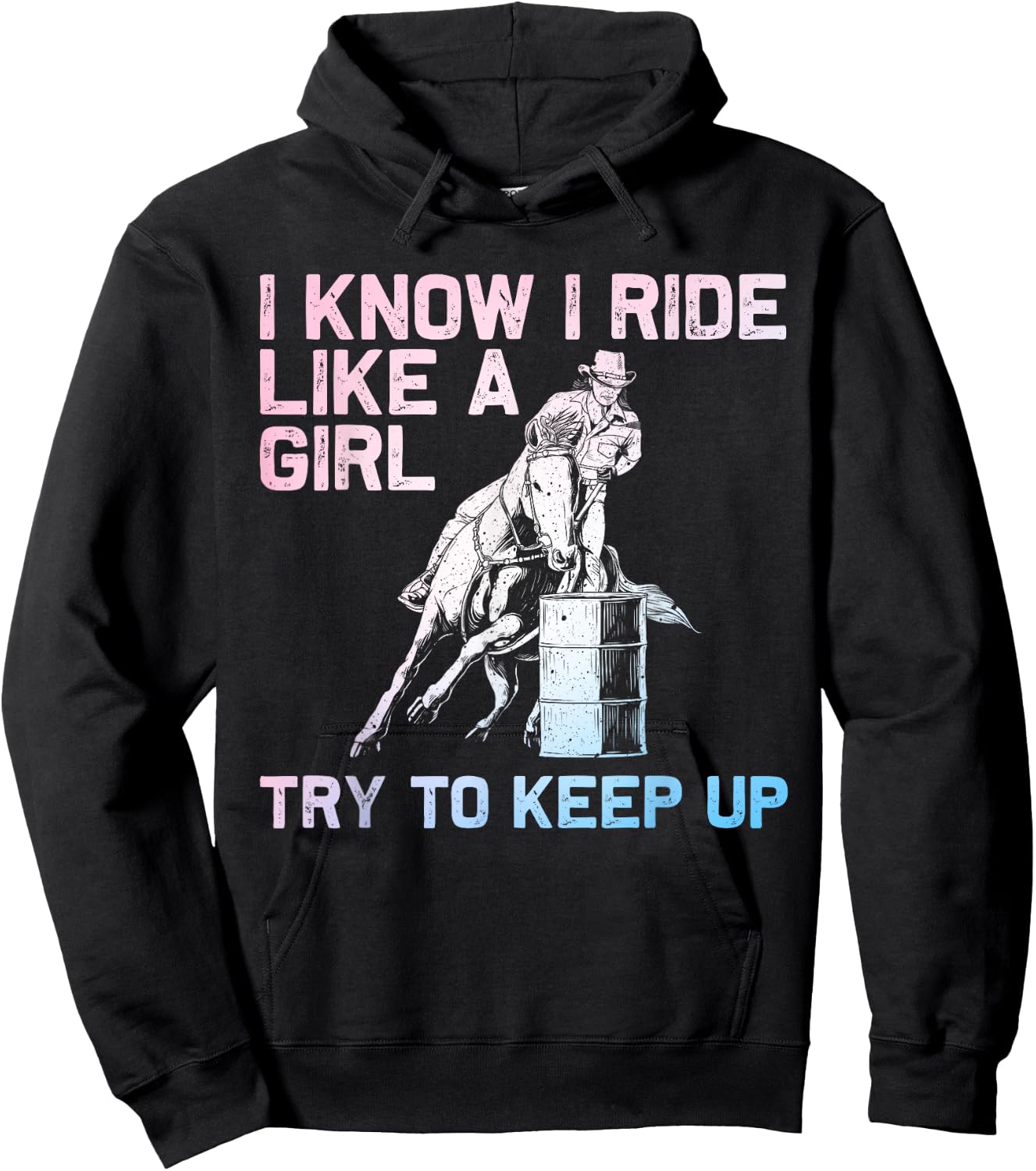 Barrel Racing Design Girls Cowgirl Barrel Racing Hoodie - Hoodie | Black