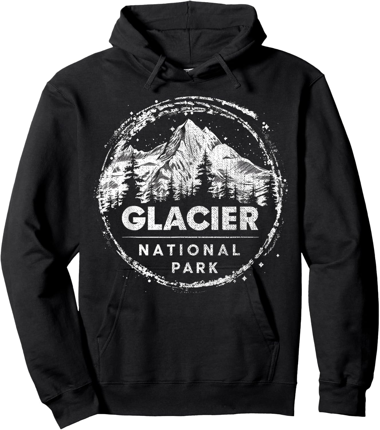 Glacier - US National Park Vintage Men Women Kids Retro Hoodie - Hoodie | Black