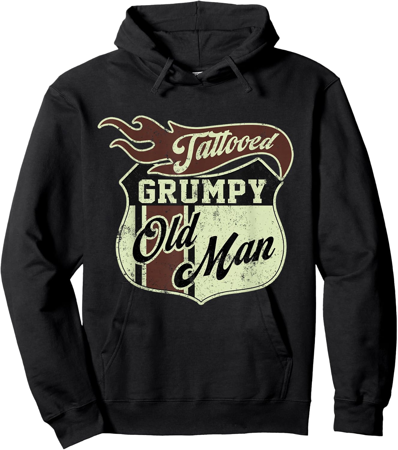 Tattooed Grumpy Old Man Saying Tattoo Vintage Hoodie - Hoodie | Black
