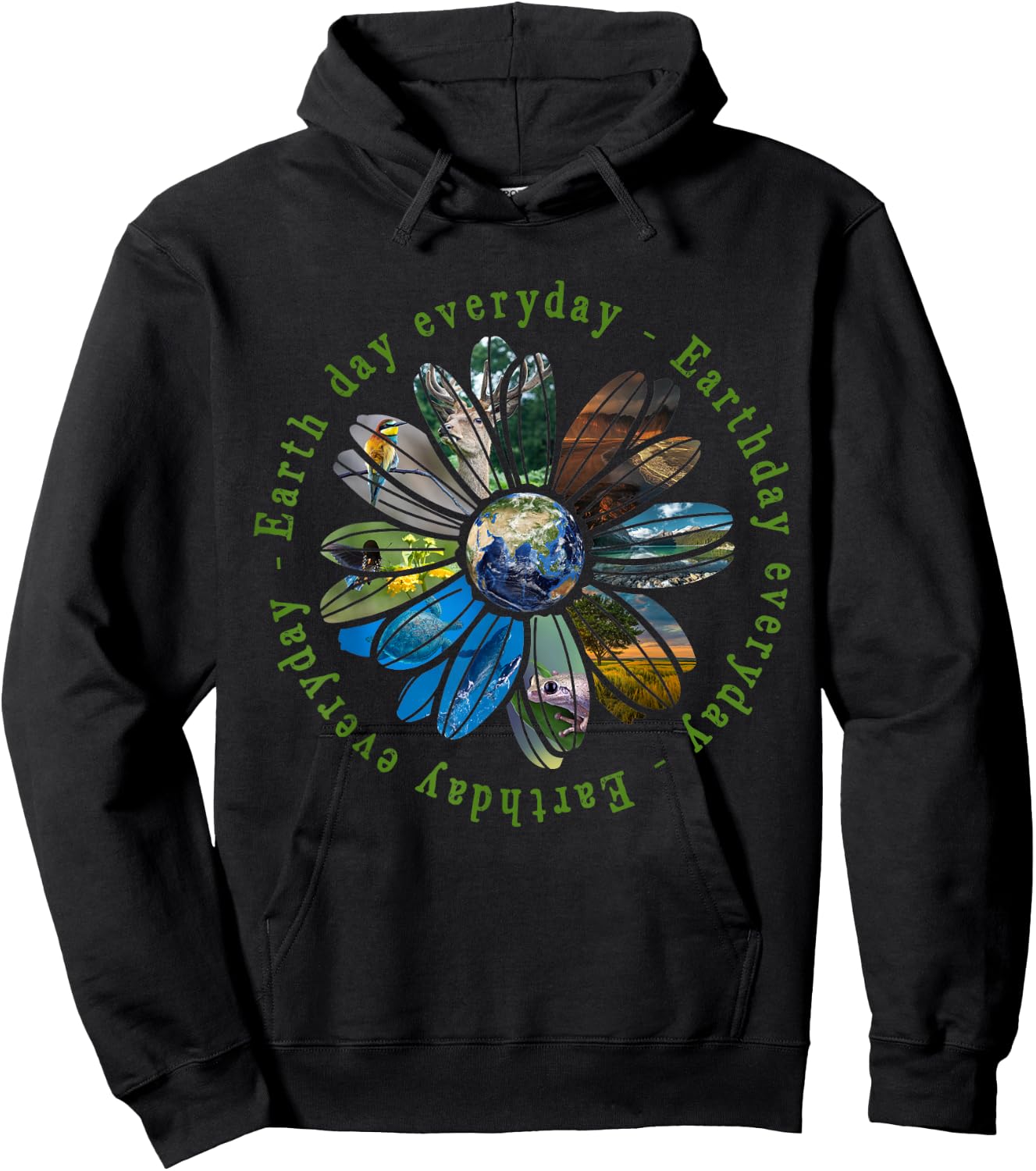 Funny Earth Day Everyday Sunflower Earth Animal Lovers Hoodie - Hoodie | Black