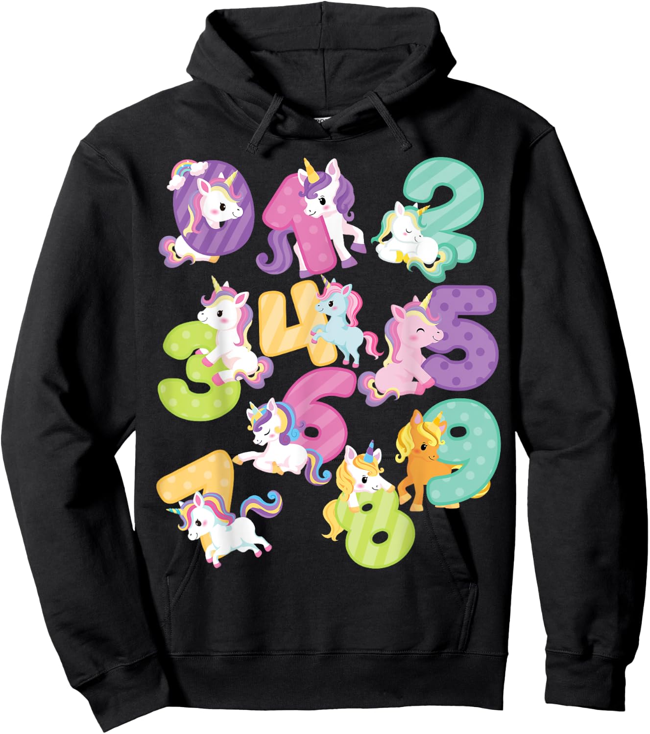 Cute happy unicorn Numbers Math day back to school kids gift Hoodie - Hoodie | Black