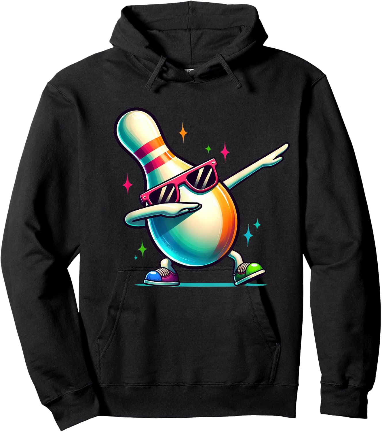 Bowling Pin Dabbing Sunglasses Bowler Player Kids Boys Men Hoodie - Hoodie | Black