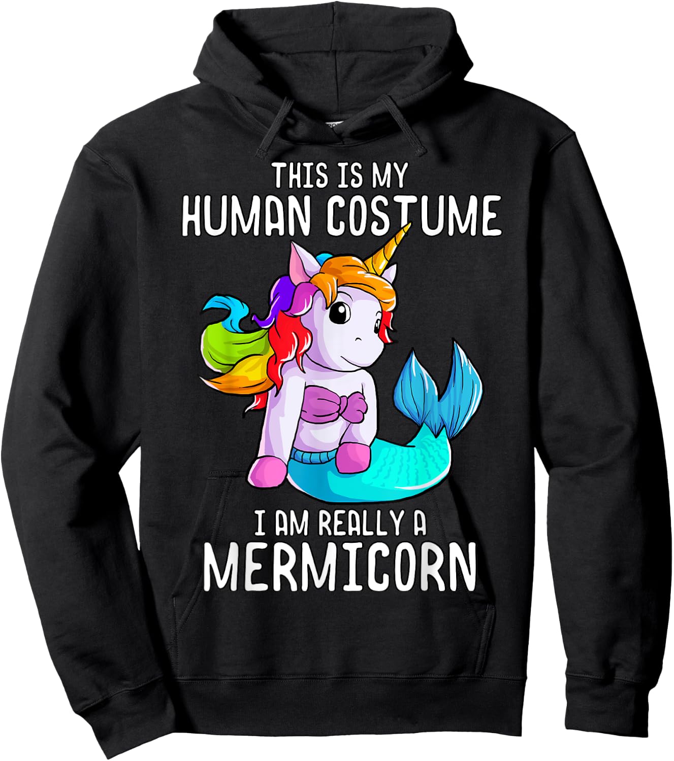 Halloween Costume Mermaid Unicorn Mermicorn Costume Hoodie - Hoodie | Black