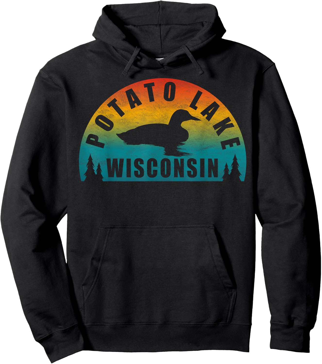 Potato Lake Northern Wisconsin Sunset Loon Hoodie - Hoodie | Black