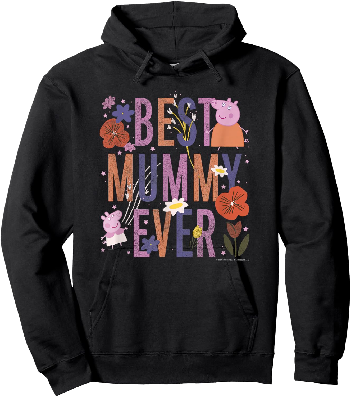 Peppa Pig Mother's Day Best Mummy Ever Vintage Floral Hoodie - Hoodie | Black