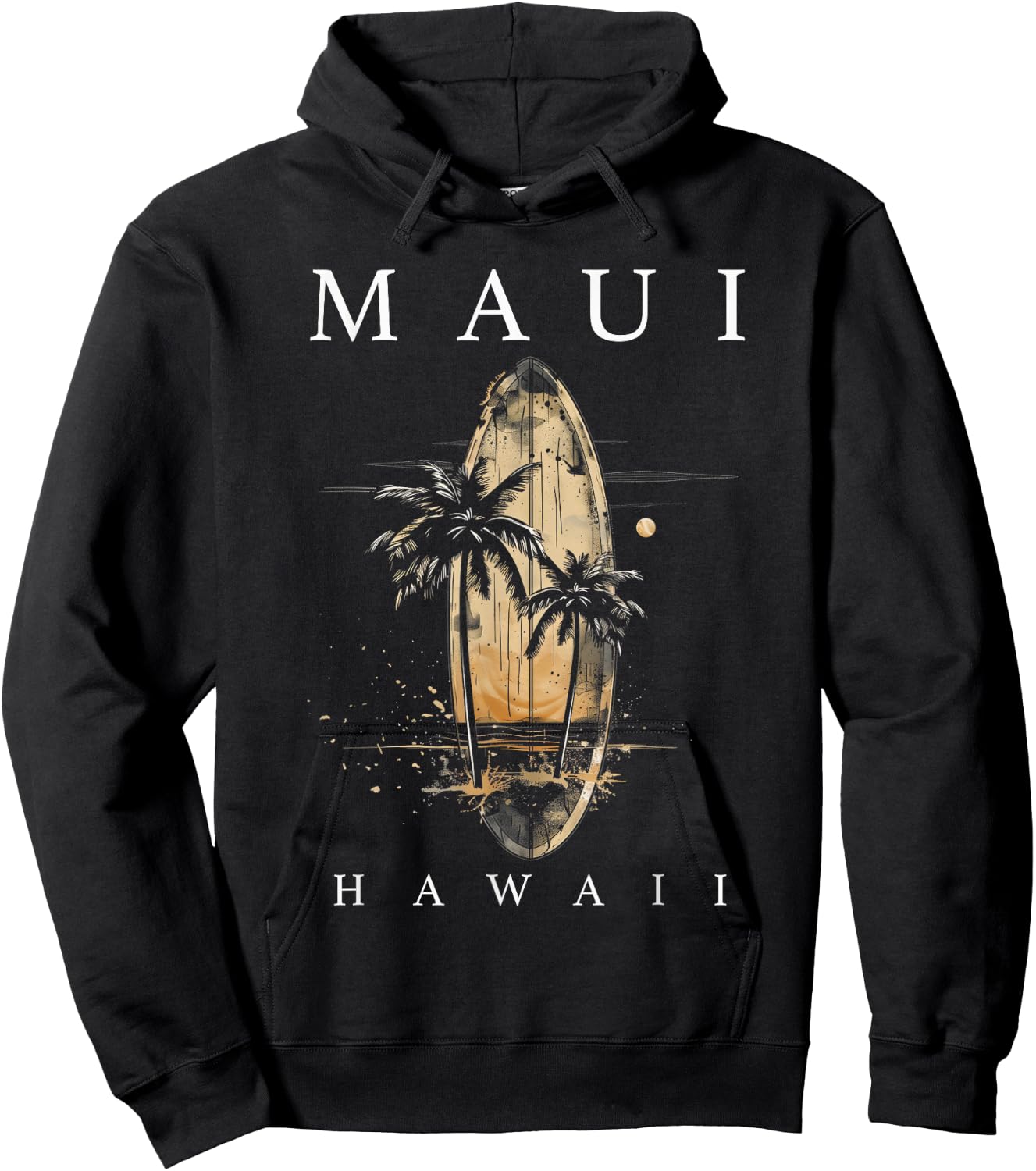 Maui Hawaii Surf Hawaiian Vintage Surfing Surfer Hoodie - Hoodie | Black
