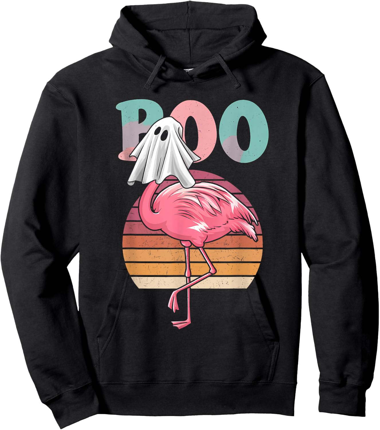 Flamingo Ghost Boo Pink Halloween Costume Flamingo Lover Hoodie - Hoodie | Black