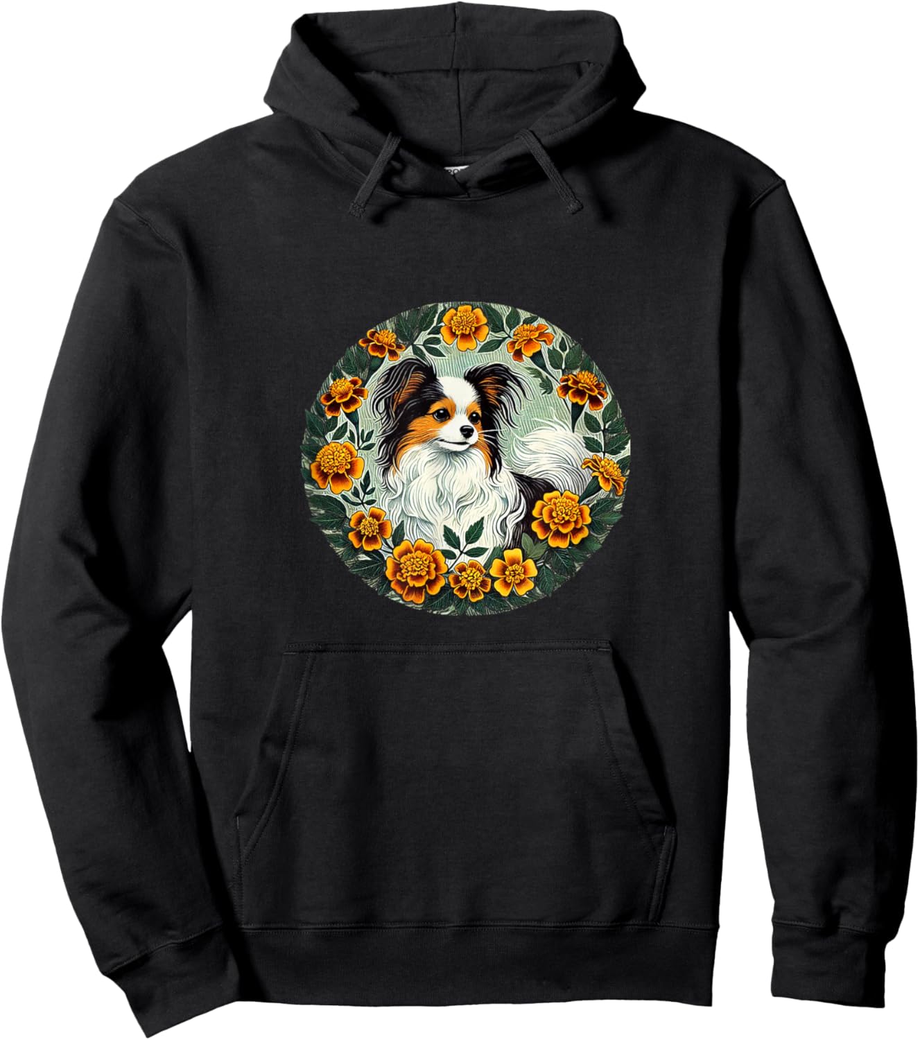 Papillon dog Breed Illustration Hoodie - Hoodie | Black