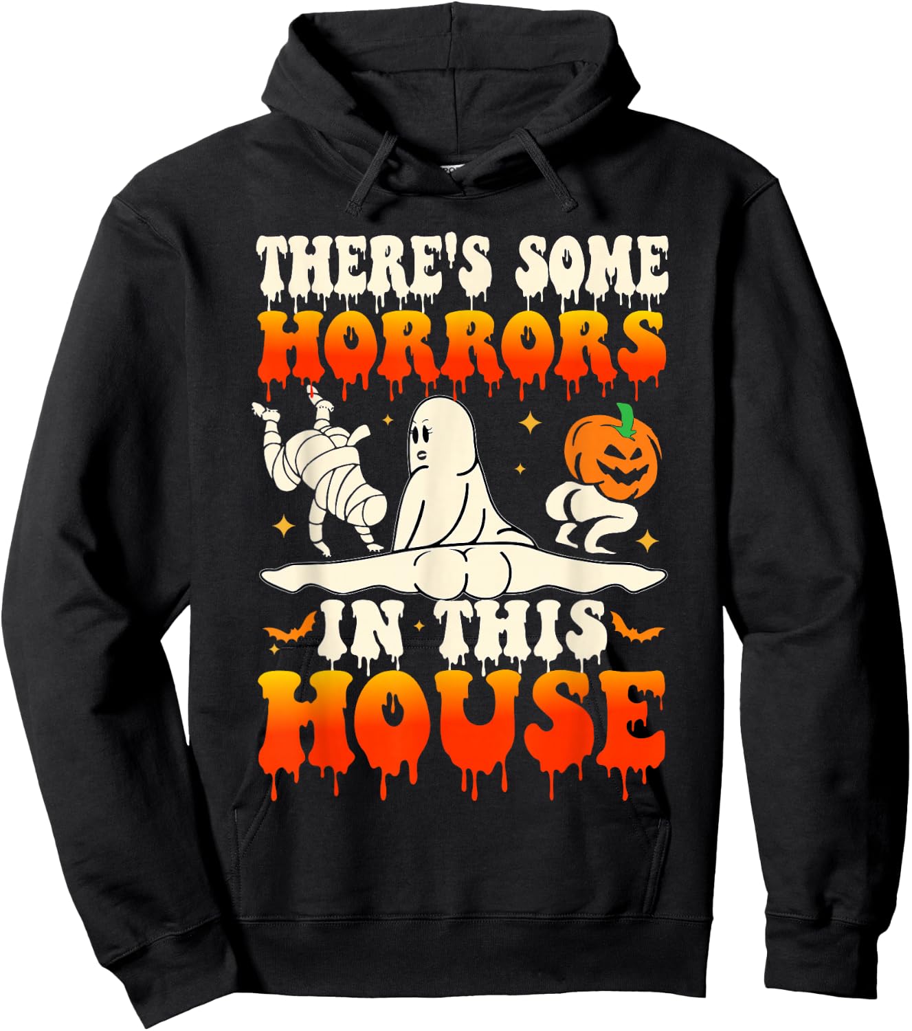 There's Some Horrors In This House Funny Ghost Halloween Hoodie - Hoodie | Black
