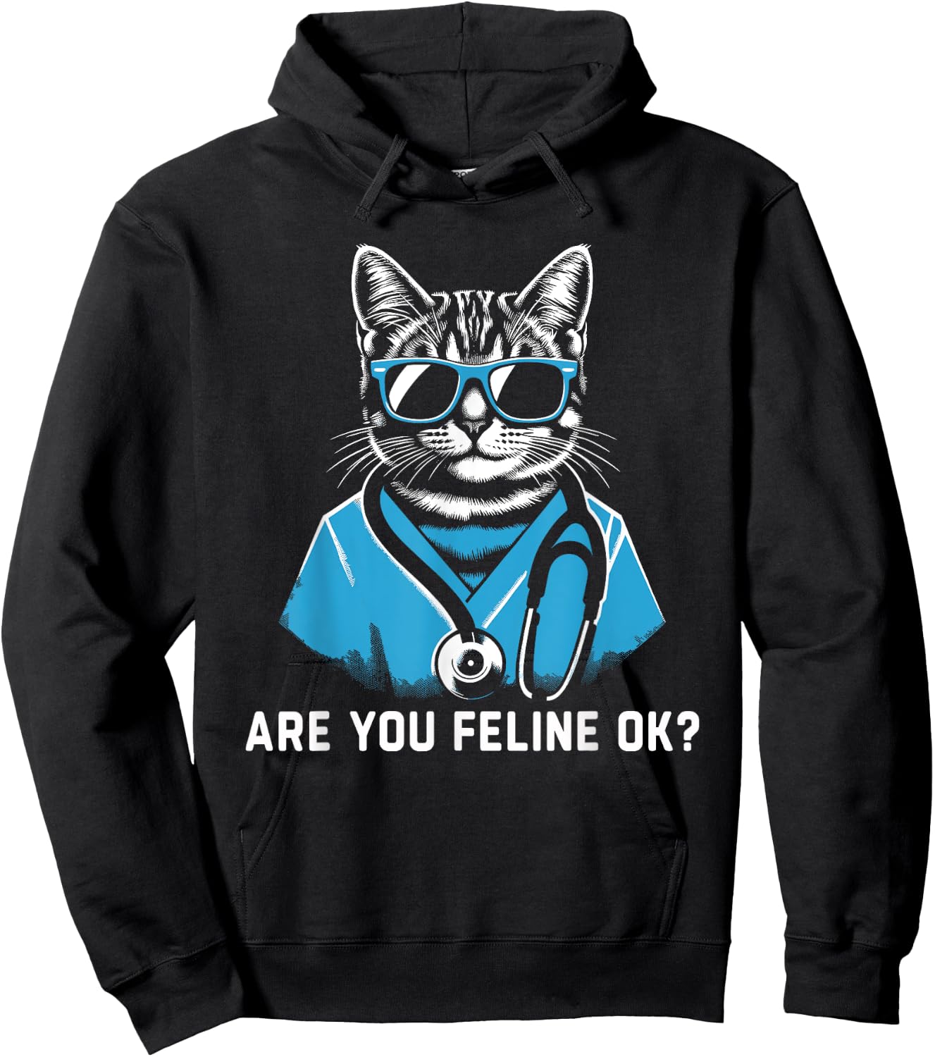 Retro Cat Nurse Gifts Nurse Week Gifts Men Women Funny Nurse Hoodie - Hoodie | Black
