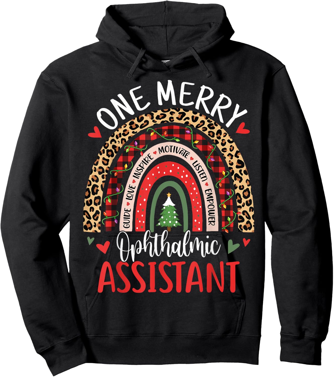 One Merry Ophthalmic Assistant Funny Christmas Ophthalmology Hoodie - Hoodie | Black