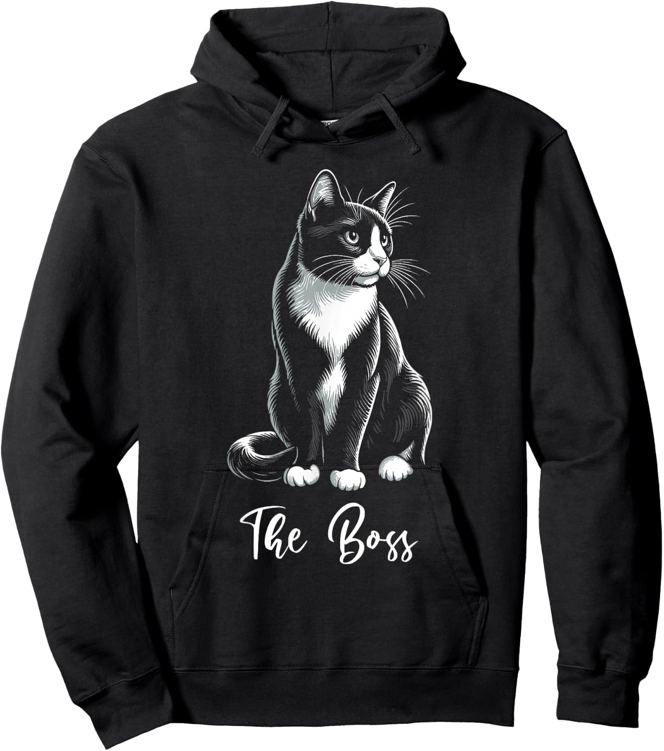 The Boss Tuxedo Cat Lover Kitten Tuxedo Cat Owner Hoodie - Hoodie | Black