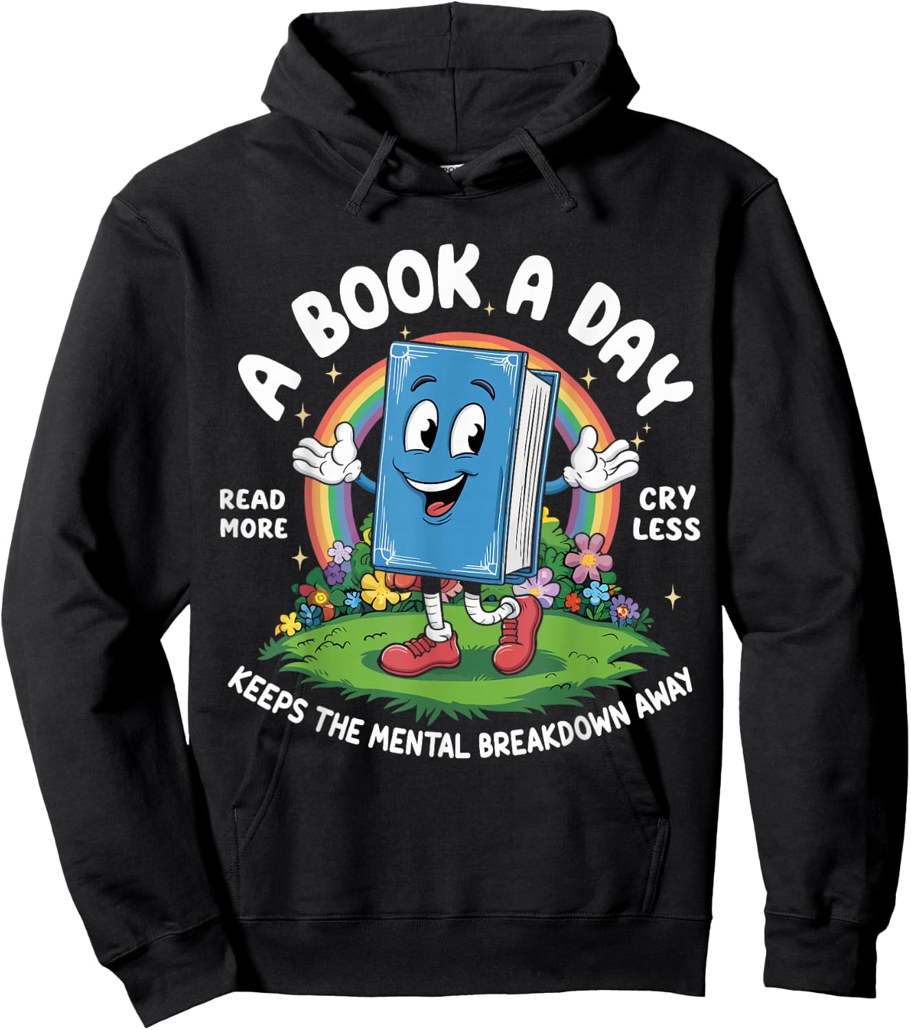 A Book A Day Keeps The Mental Breakdown Away Kids Retro Hoodie - Hoodie | Black
