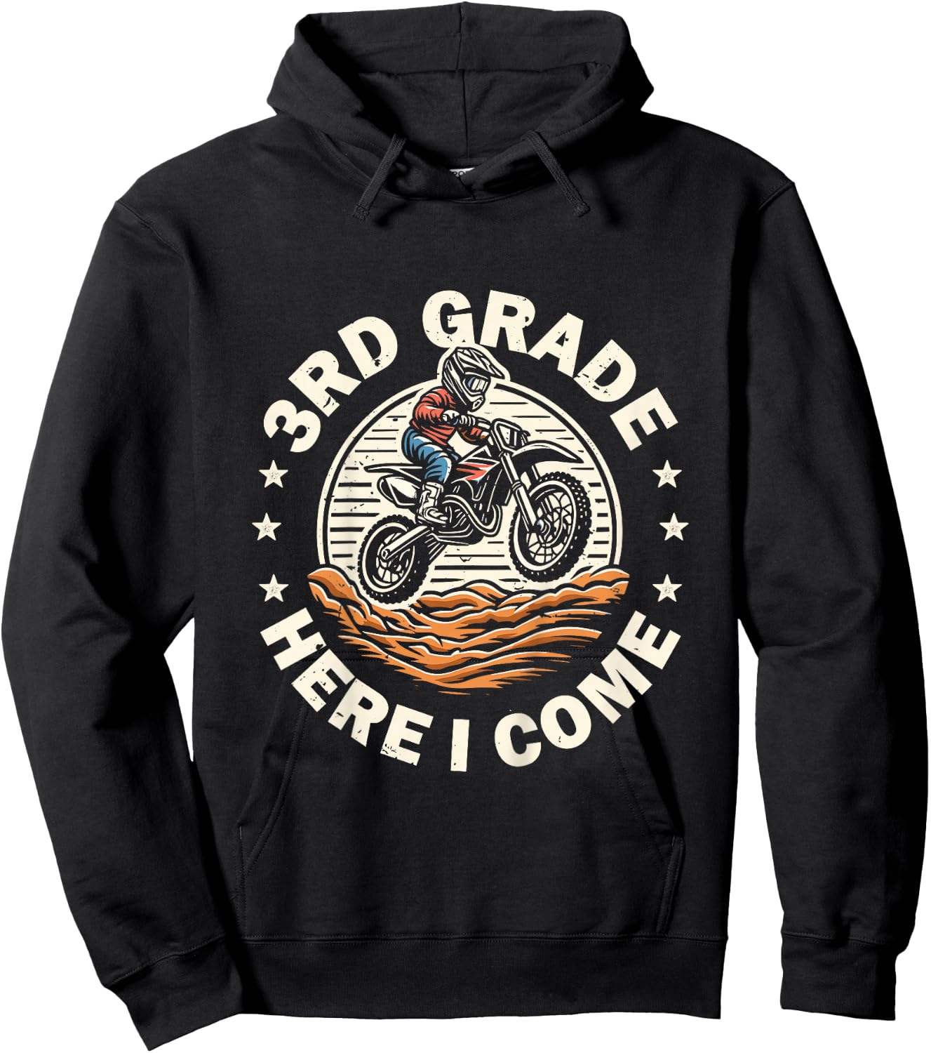 Back To School 3rd Grade Here I Come Motocross Dirt Bike Hoodie - Hoodie | Black