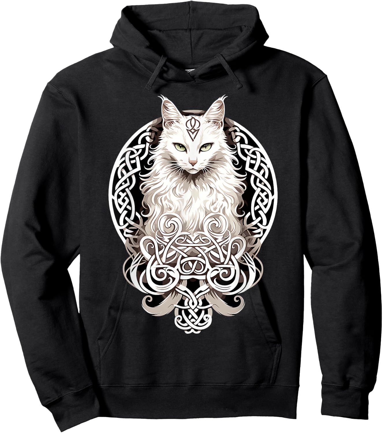 Celtic Cat Knots Wiccan Wicca Animal Pagan Witch Norse Men Women Hoodie - Hoodie | Black