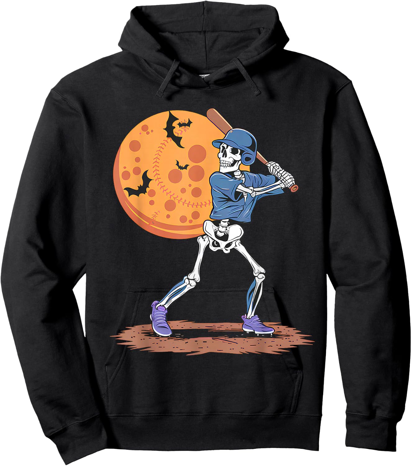 Baseball Skeleton Halloween Player Catcher Pitcher Boys Hoodie - Hoodie | Black