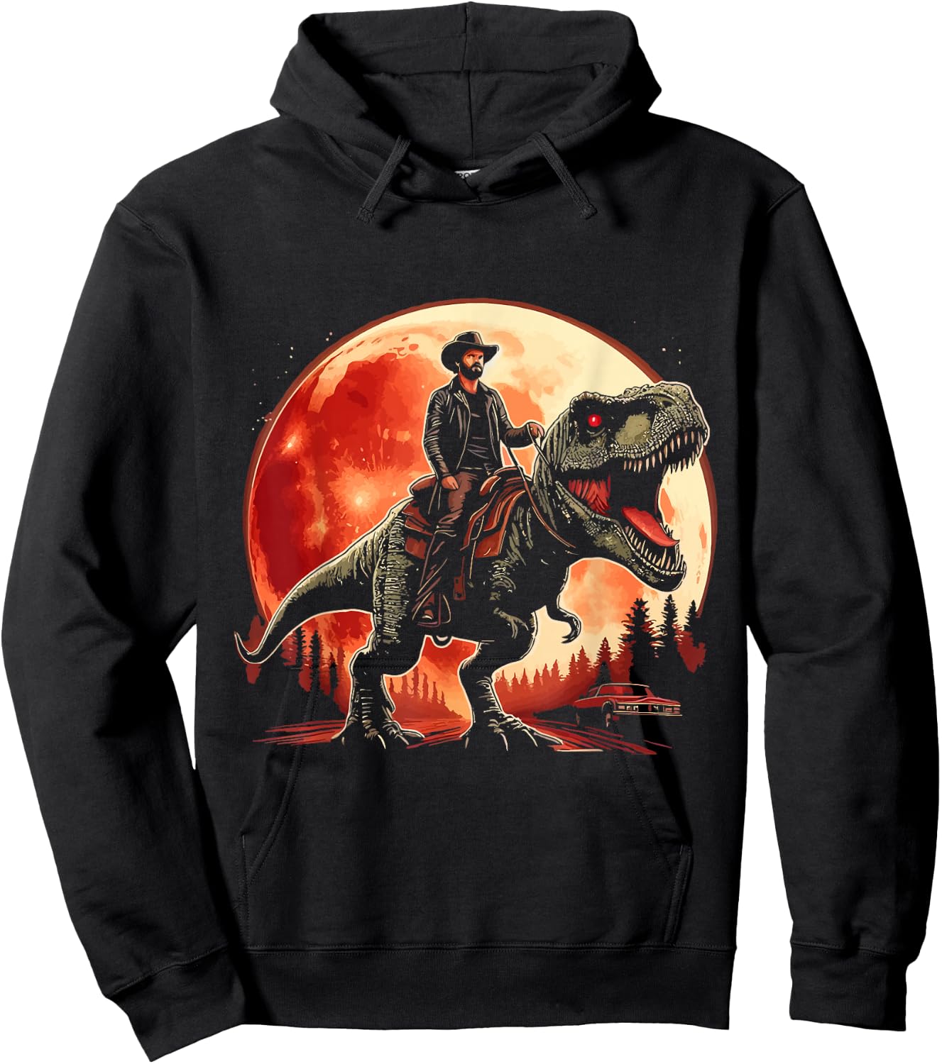 Cowboy Riding Dinosaur T Rex Hoodie - Hoodie | Black