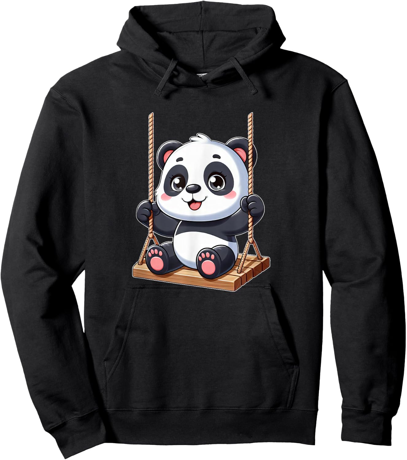 Cute Panda on Swing Playground Fun Hoodie - Hoodie | Black