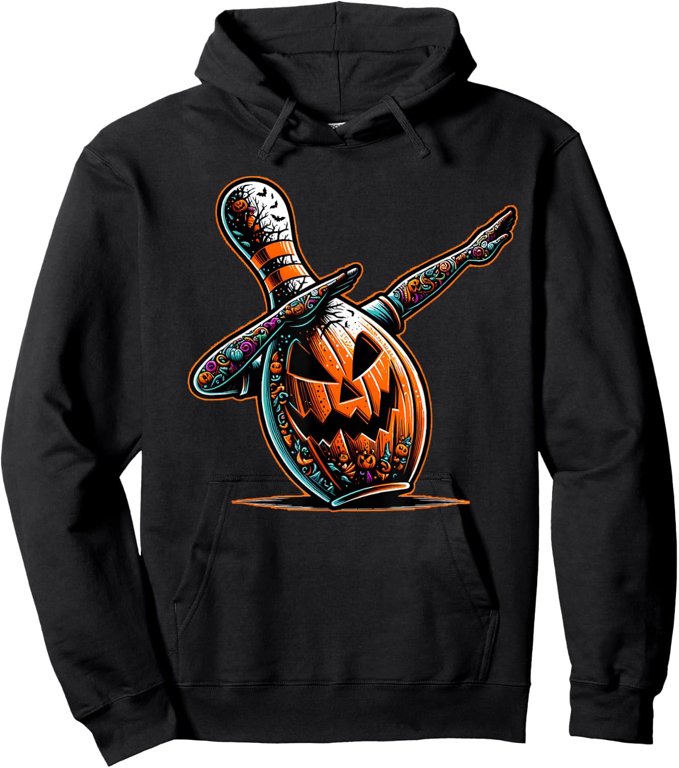 Dabbing Bowling Pin Bowler Jack O Lantern Spooky Halloween Hoodie - Hoodie | Black