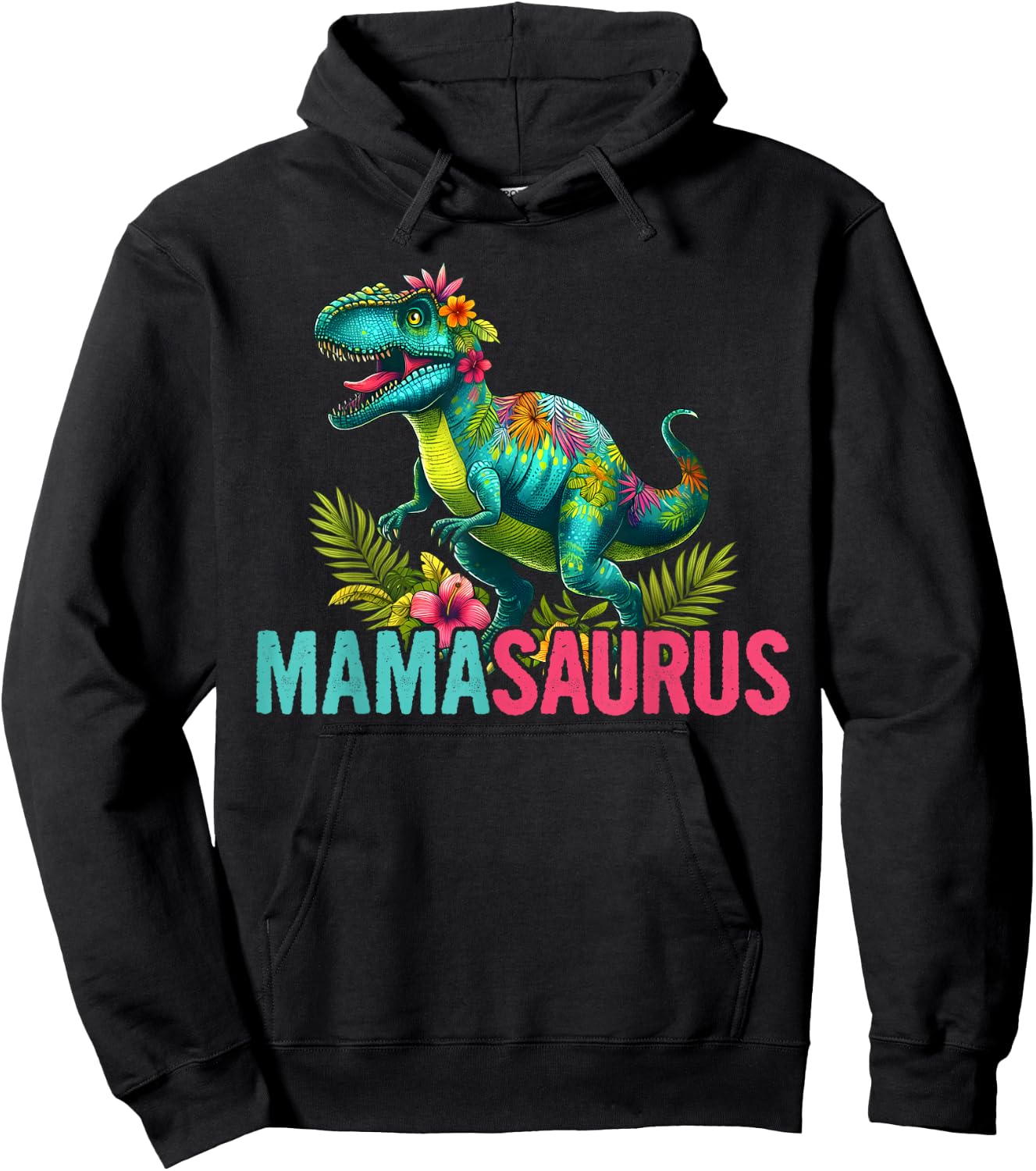 Mamasaurus Dinosaur Mama Saurus Family Matching Women Hoodie - Hoodie | Black