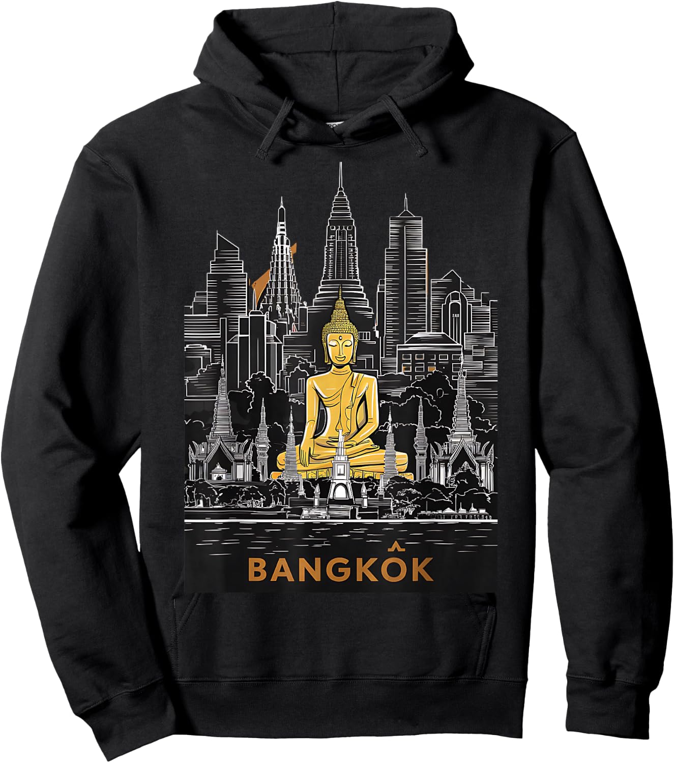 Signature Bangkok City Skyline Thailand Buddha Souvenir Hoodie - Hoodie | Black