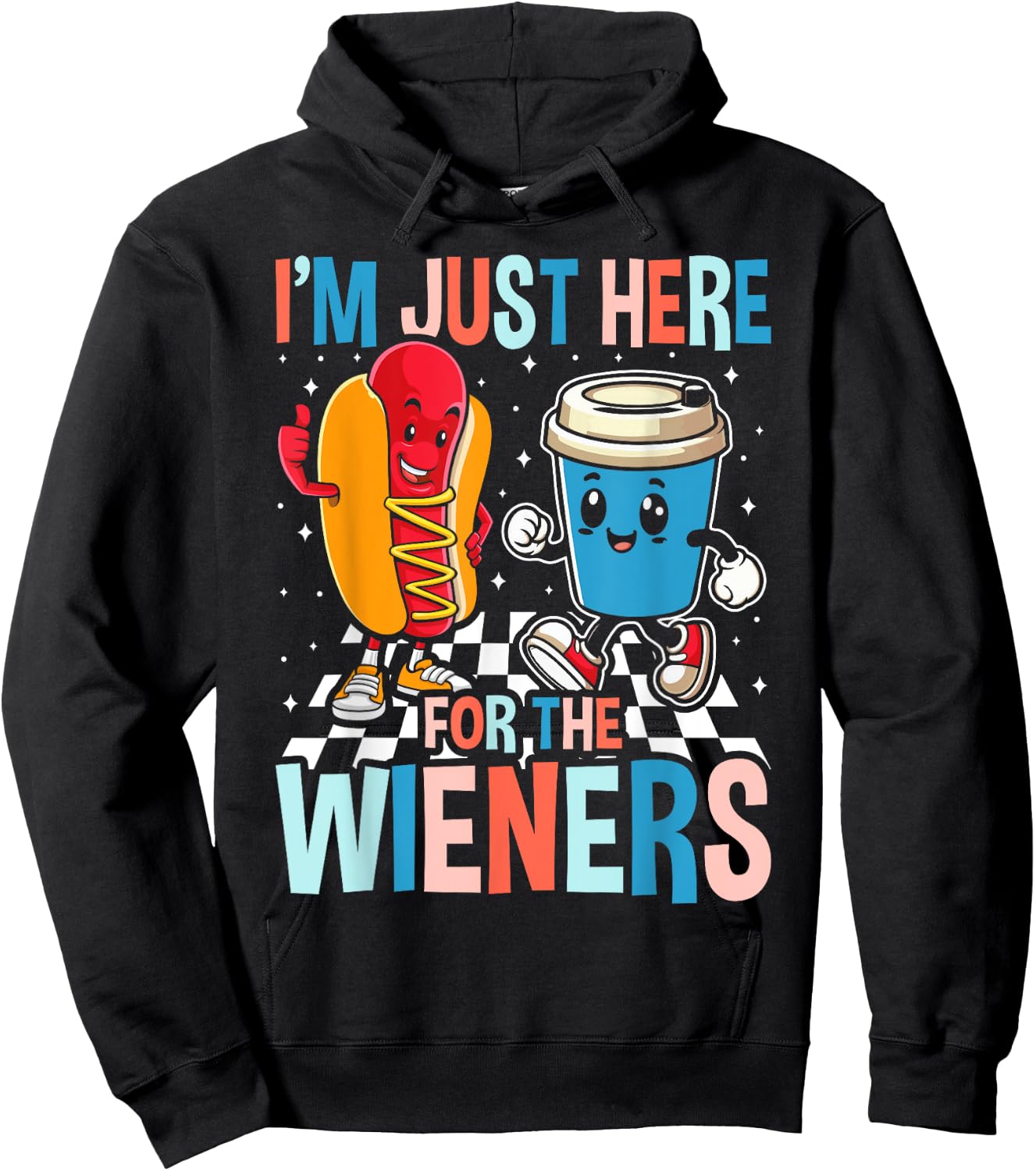 Hot Dog I'm Just Here For The Wieners 4Th Of July Women Hoodie - Hoodie | Black