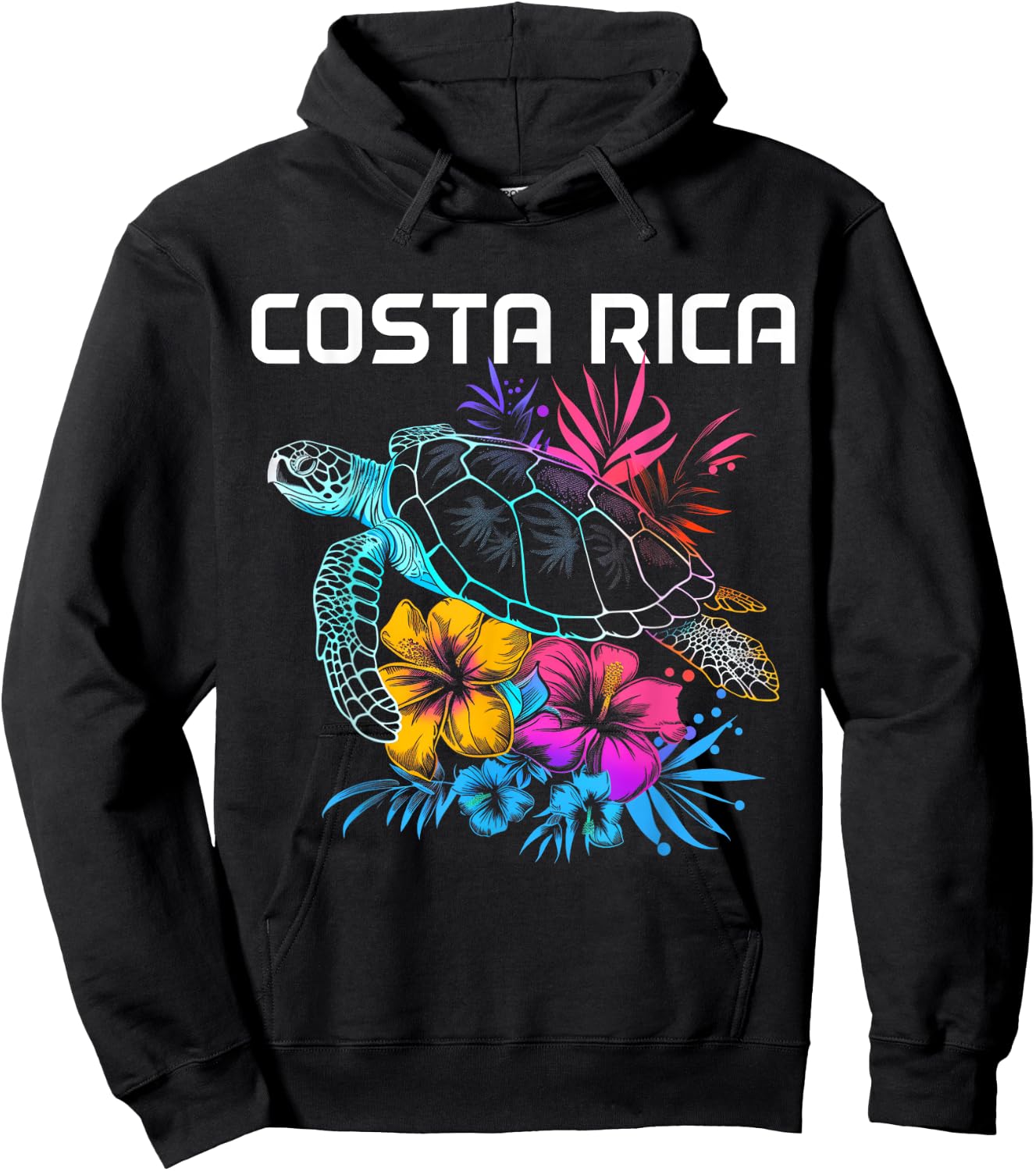 Costa Rica Sea Turtle Flowers Scuba Diving Surfer Souvenir Hoodie - Hoodie | Black