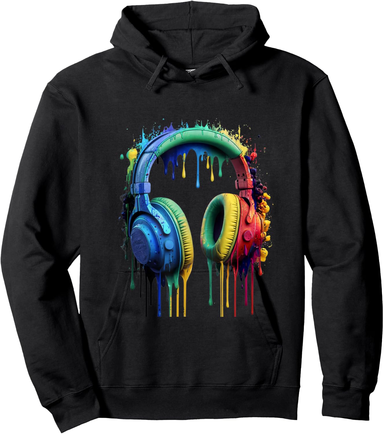Gamer Headphones Paint Splash Music Lover DJ Hoodie - Hoodie | Black
