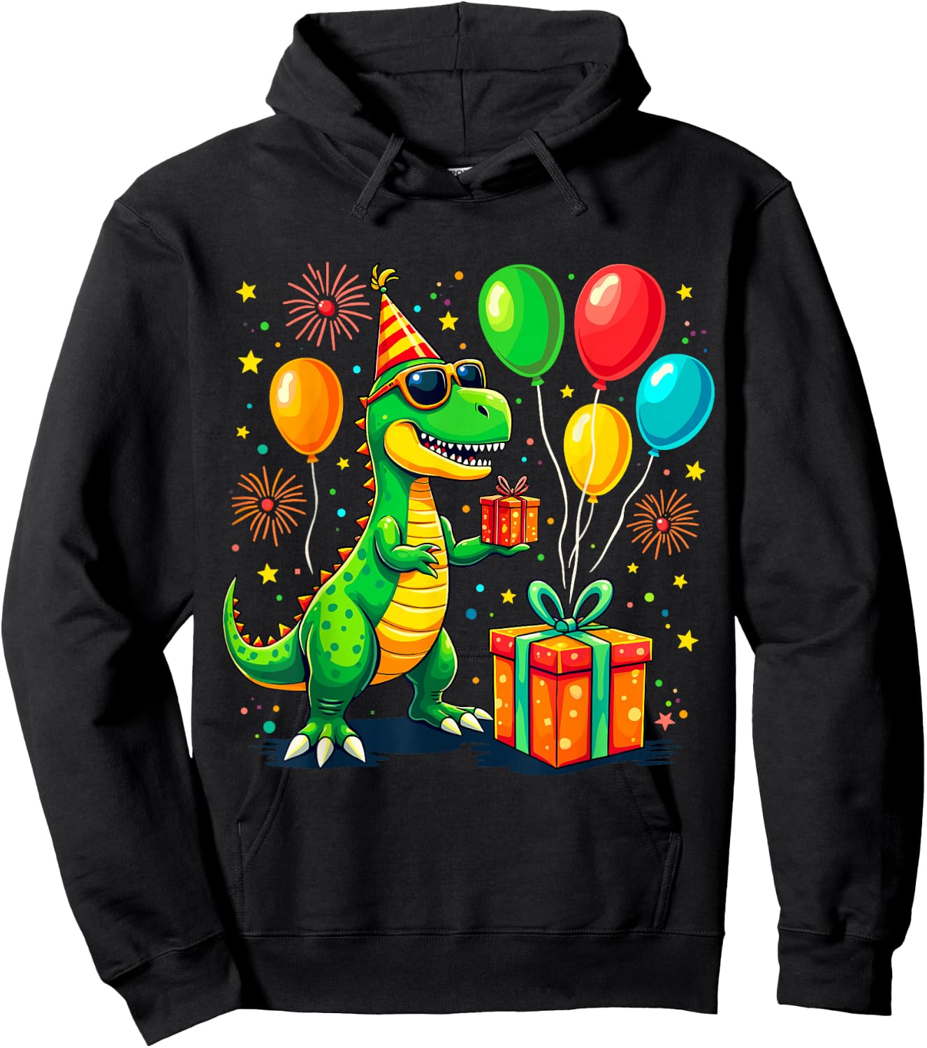 T-Rex Birthday Party Dinosaur Hoodie - Hoodie | Black