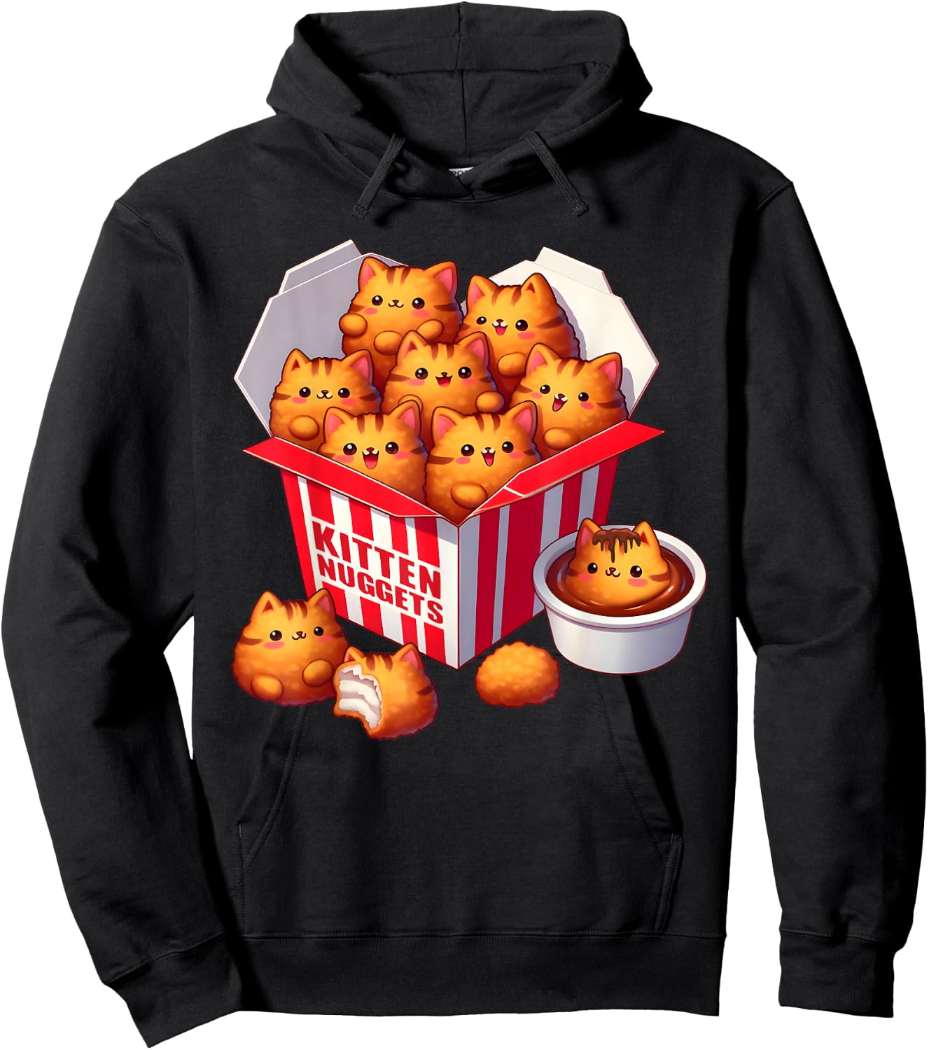 Kitten Nuggets Funny Cats and Chicken Nuggets Lover Hoodie - Hoodie | Black