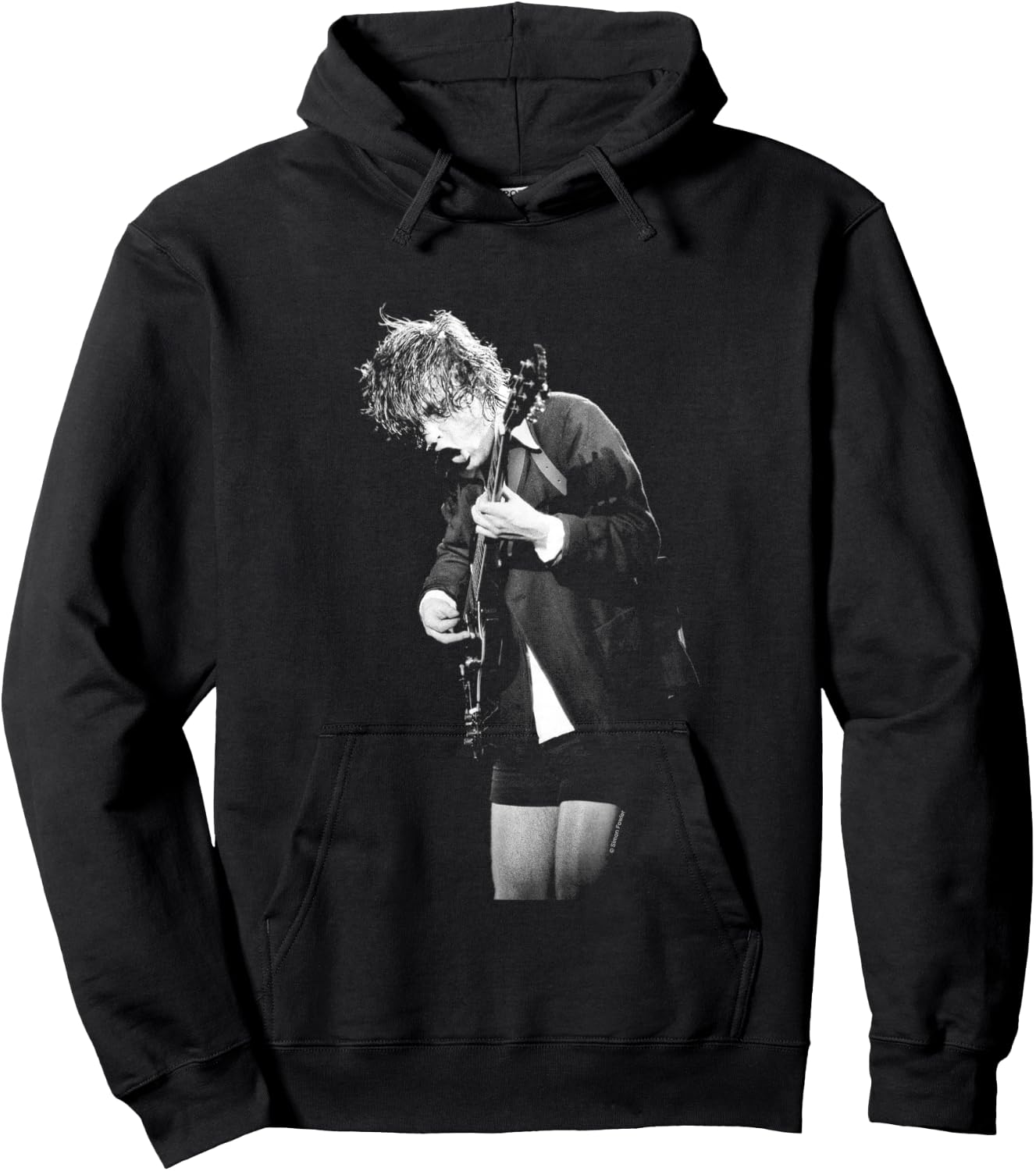 ACDC Guitarist Angus Young Live By Simon Fowler Hoodie - Hoodie | Black