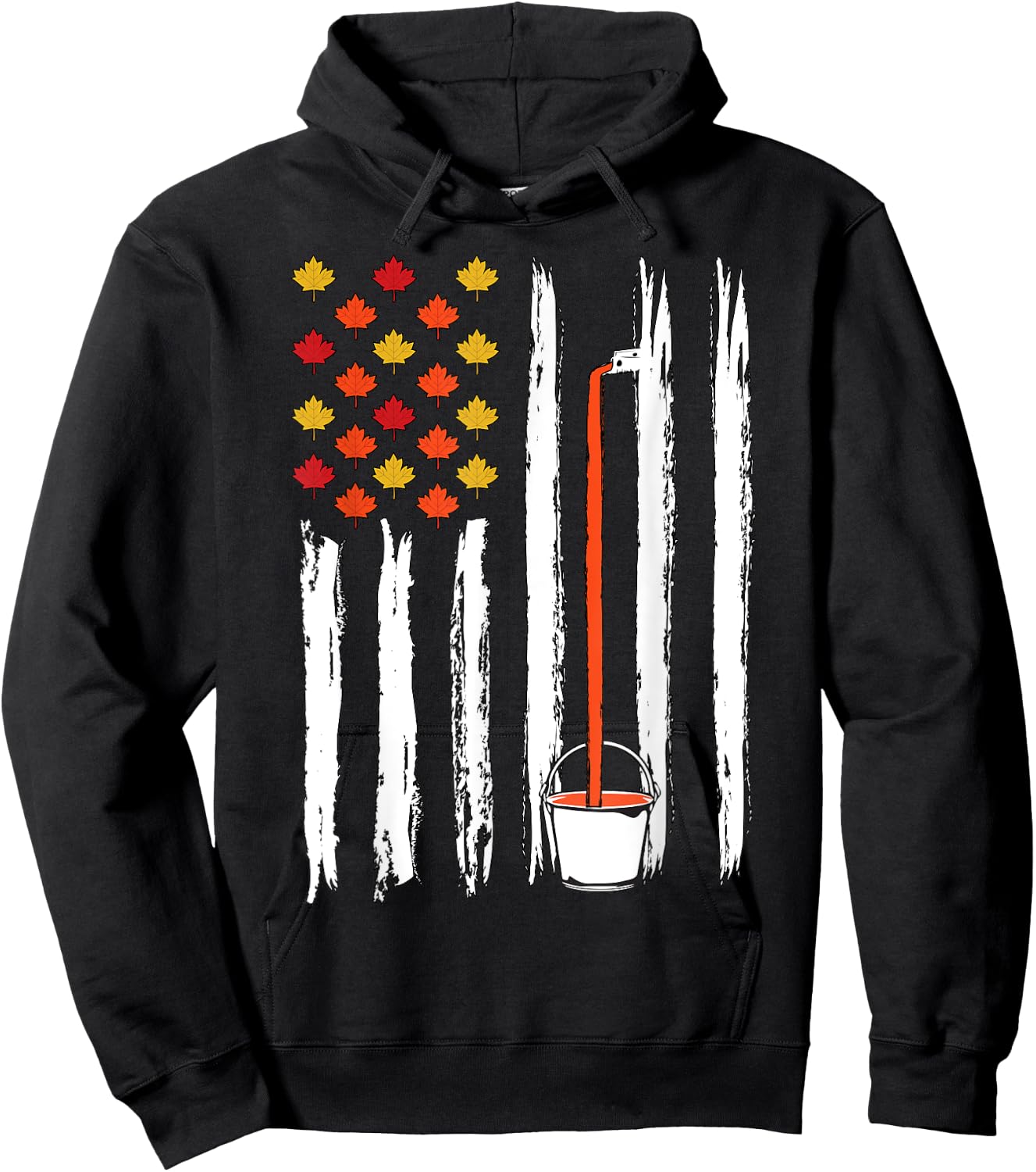 Maple Tapping Flag Sugaring National Maple Syrup Day Hoodie - Hoodie | Black