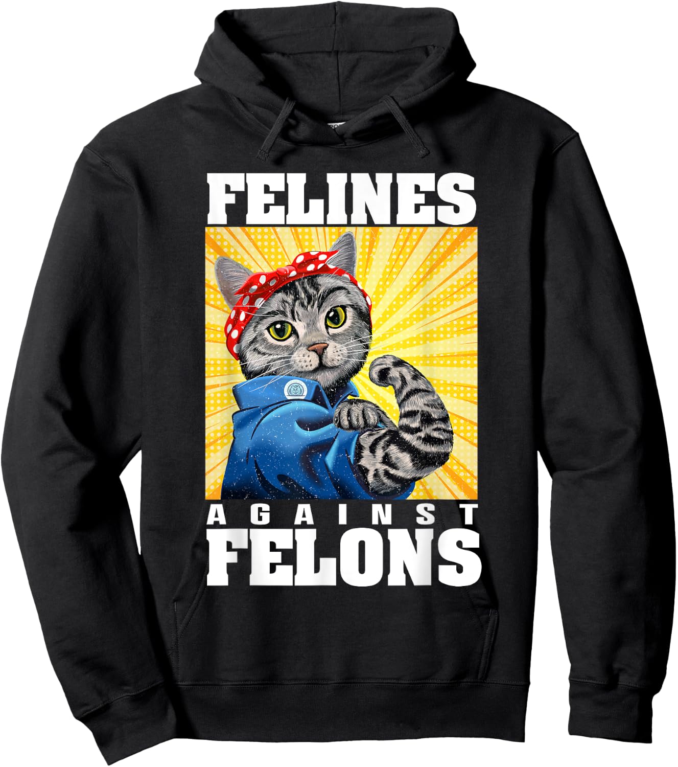 Funny Cat Felines Against Felons Men Women Hoodie - Hoodie | Black