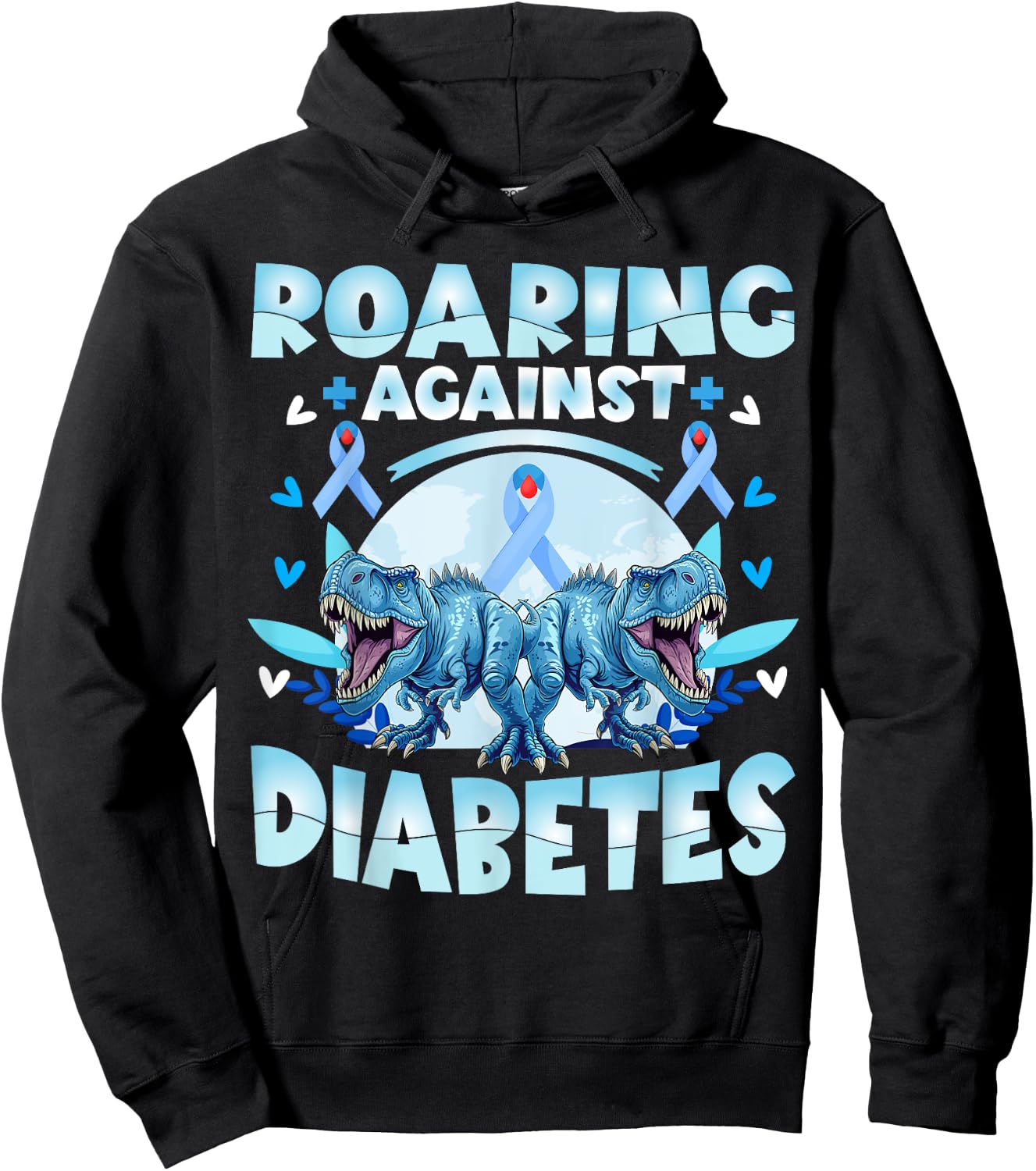 T1d Diabetes Awareness Kids T-Rex Hoodie - Hoodie | Black