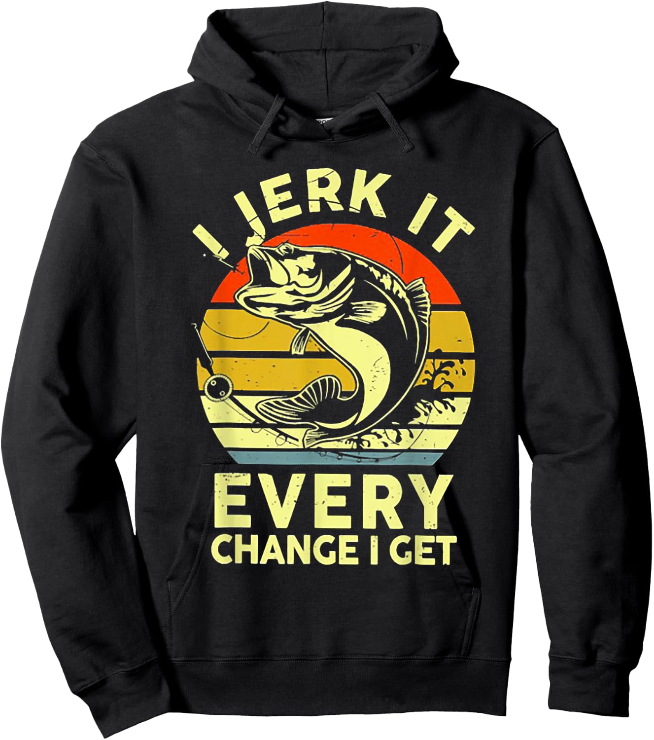 I Jerk It Every Chance I Get Funny Fishing Retro Vintage , Small, Black Hoodie - Hoodie | Black