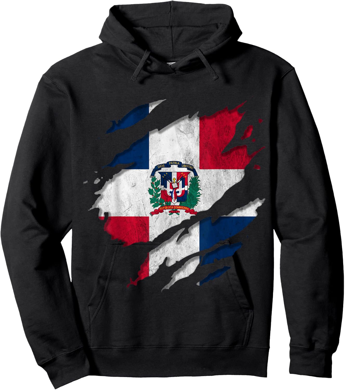 Coat of Arms Republica Dominicana Rip Reveal Dominican Flag Hoodie - Hoodie | Black