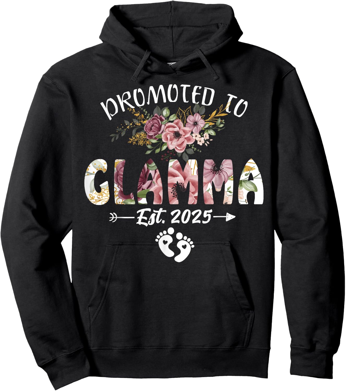 Promoted to Glamma Est 2025 Flower Hoodie - Hoodie | Black