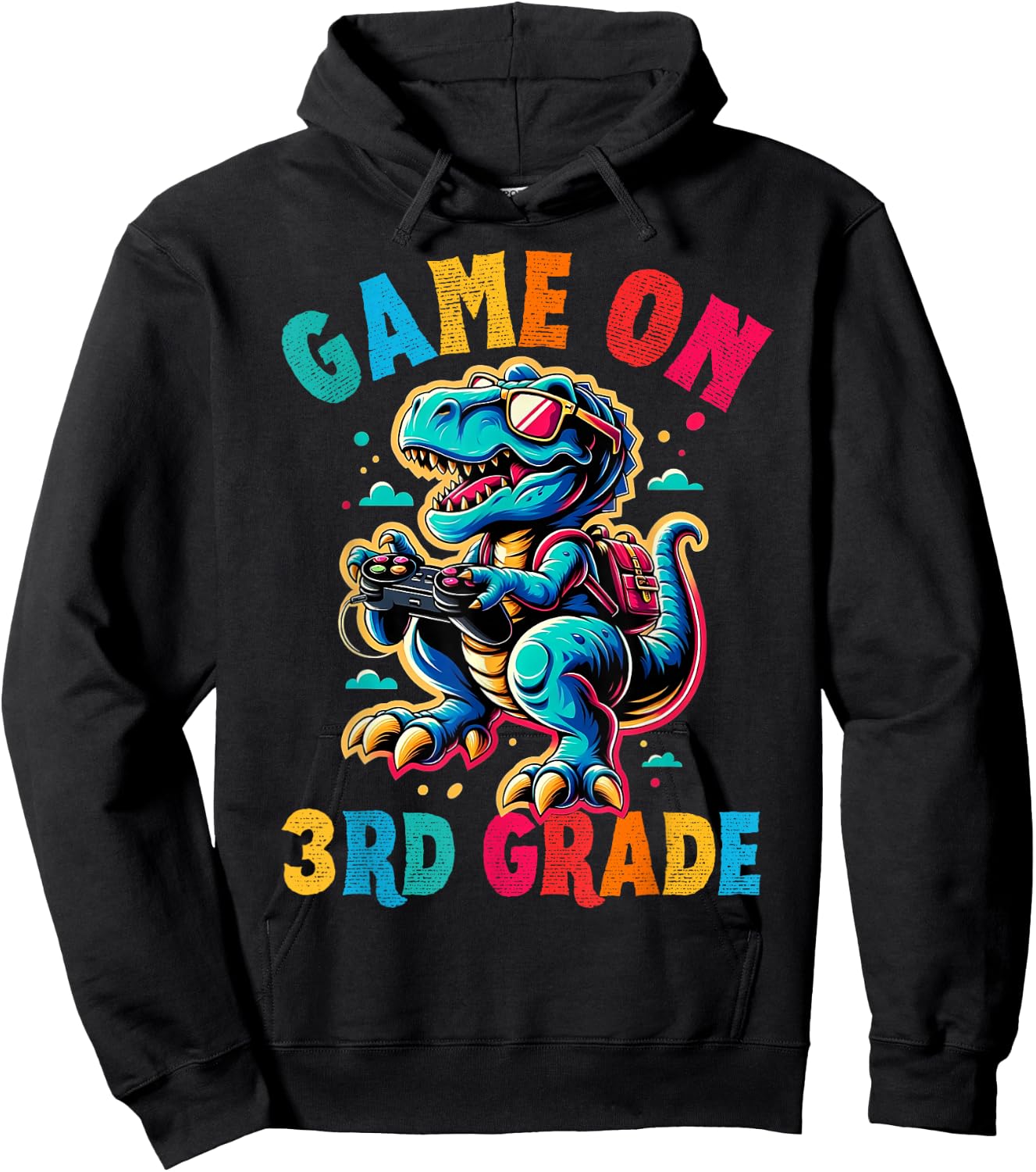 Dinosaur video games back to School 3rd grade boys Game on Hoodie - Hoodie | Black