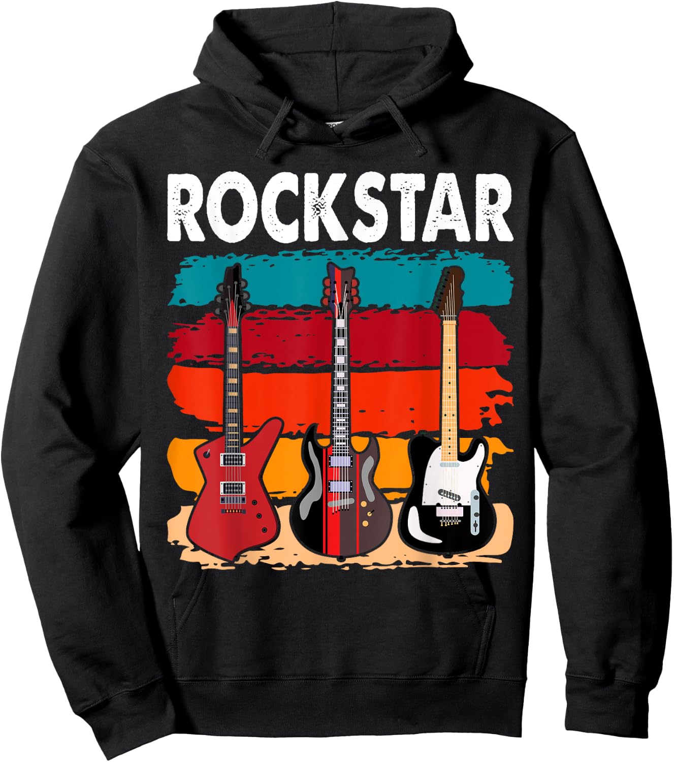 Rockstar Kids Vintage Guitar Hoodie - Hoodie | Black